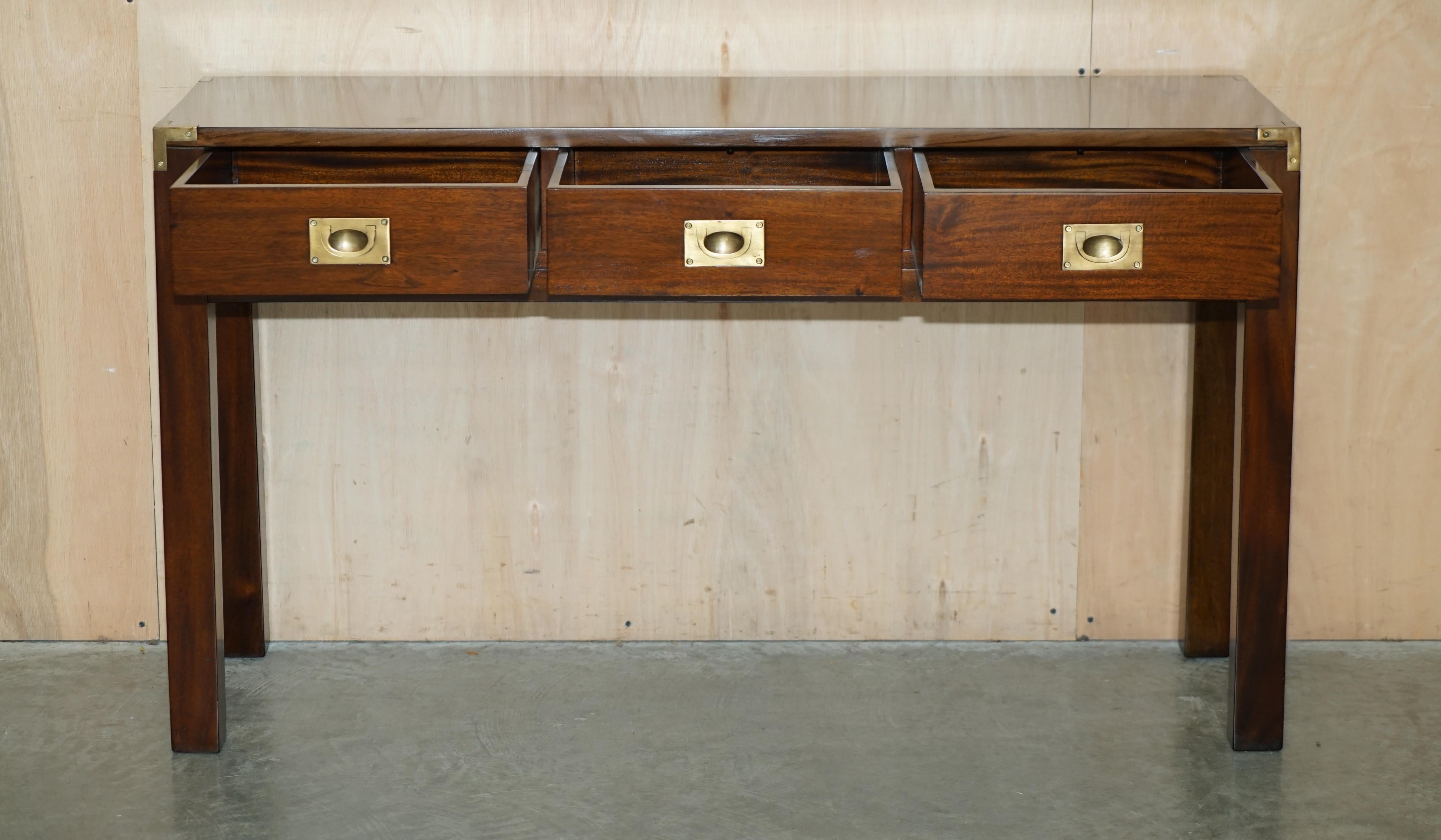 Lovely Vintage Harrods Kennedy Military Campaign Console Table Sideboard Drawers For Sale 10