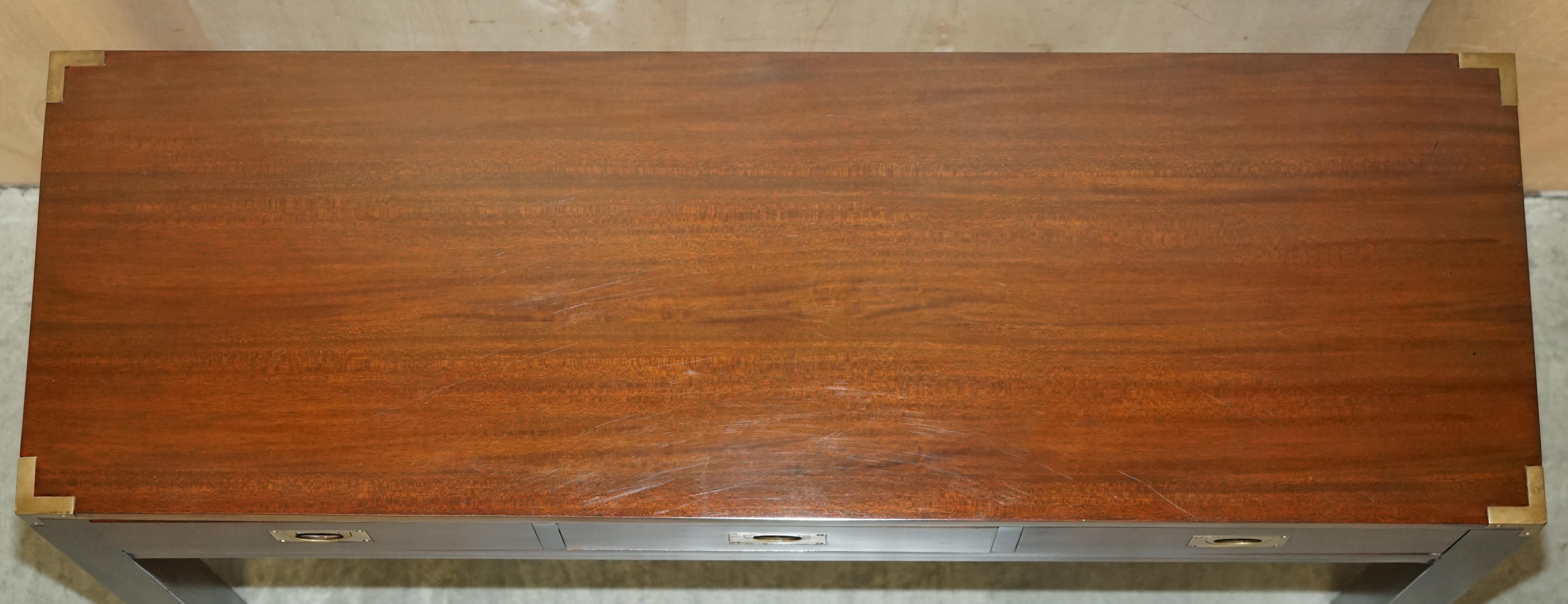 Lovely Vintage Harrods Kennedy Military Campaign Console Table Sideboard Drawers For Sale 3