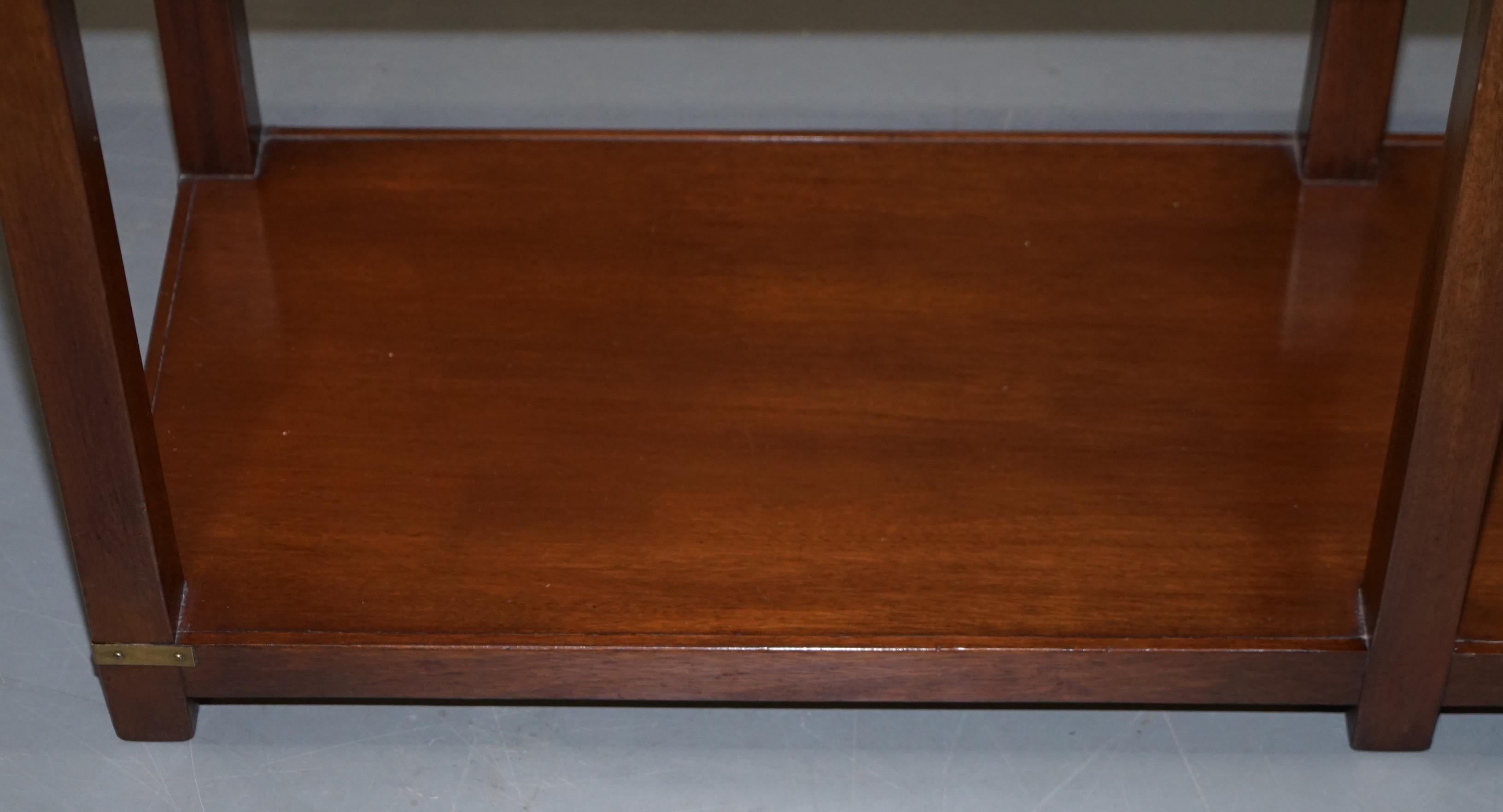 Lovely Vintage Harrods London Kennedy Military Campaign Console Table Drawers 3