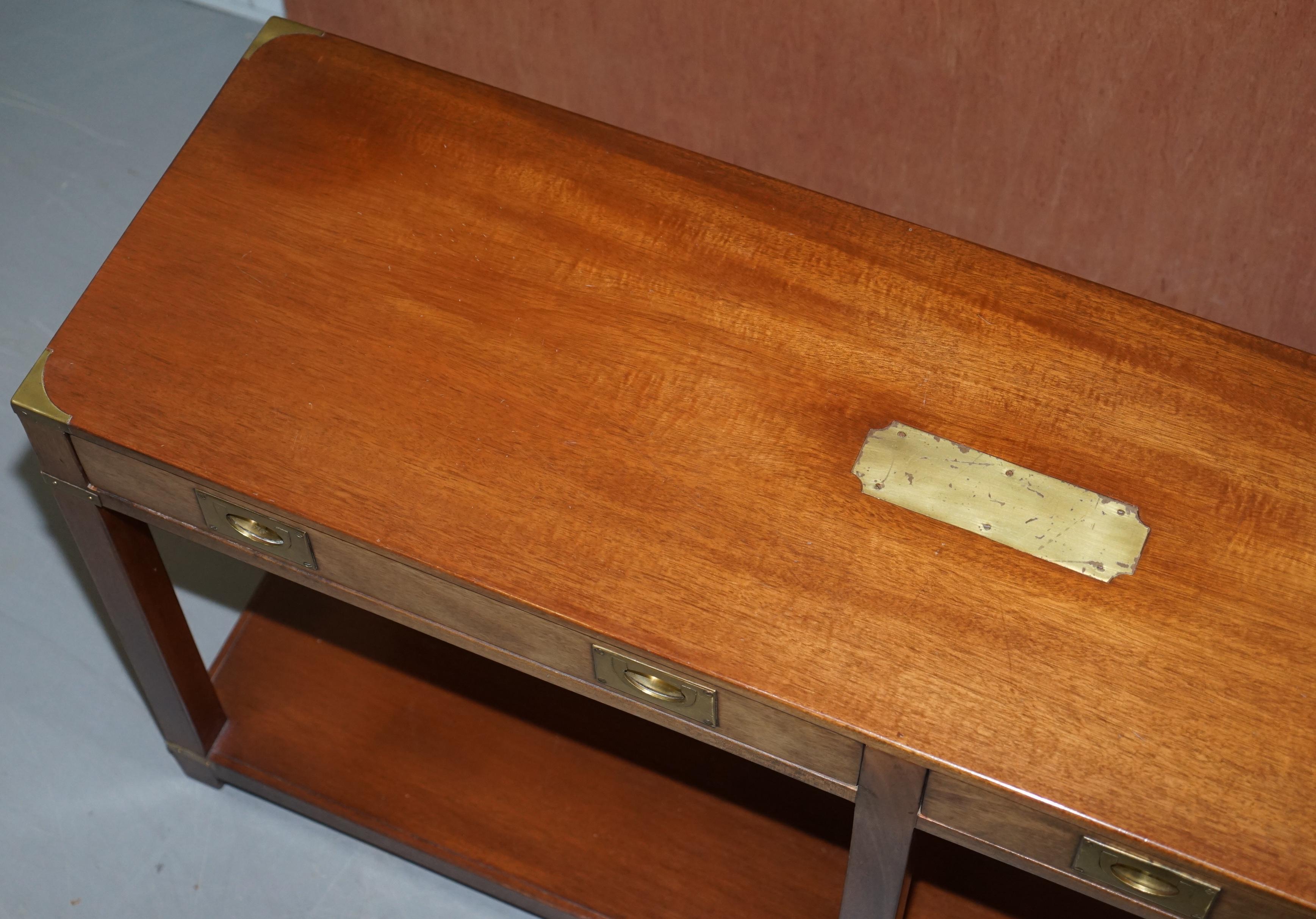 Hand-Crafted Lovely Vintage Harrods London Kennedy Military Campaign Console Table Drawers