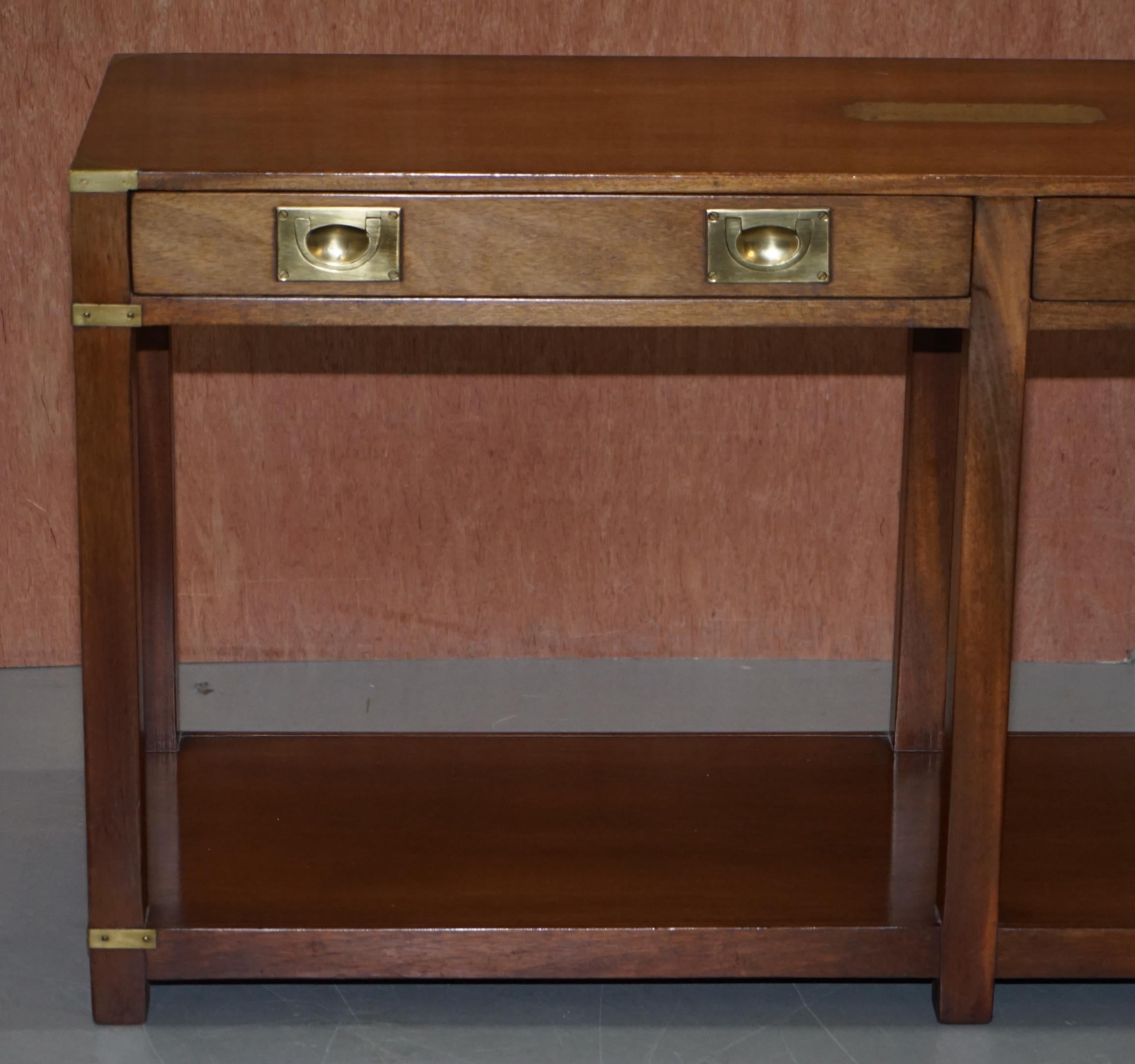 20th Century Lovely Vintage Harrods London Kennedy Military Campaign Console Table Drawers