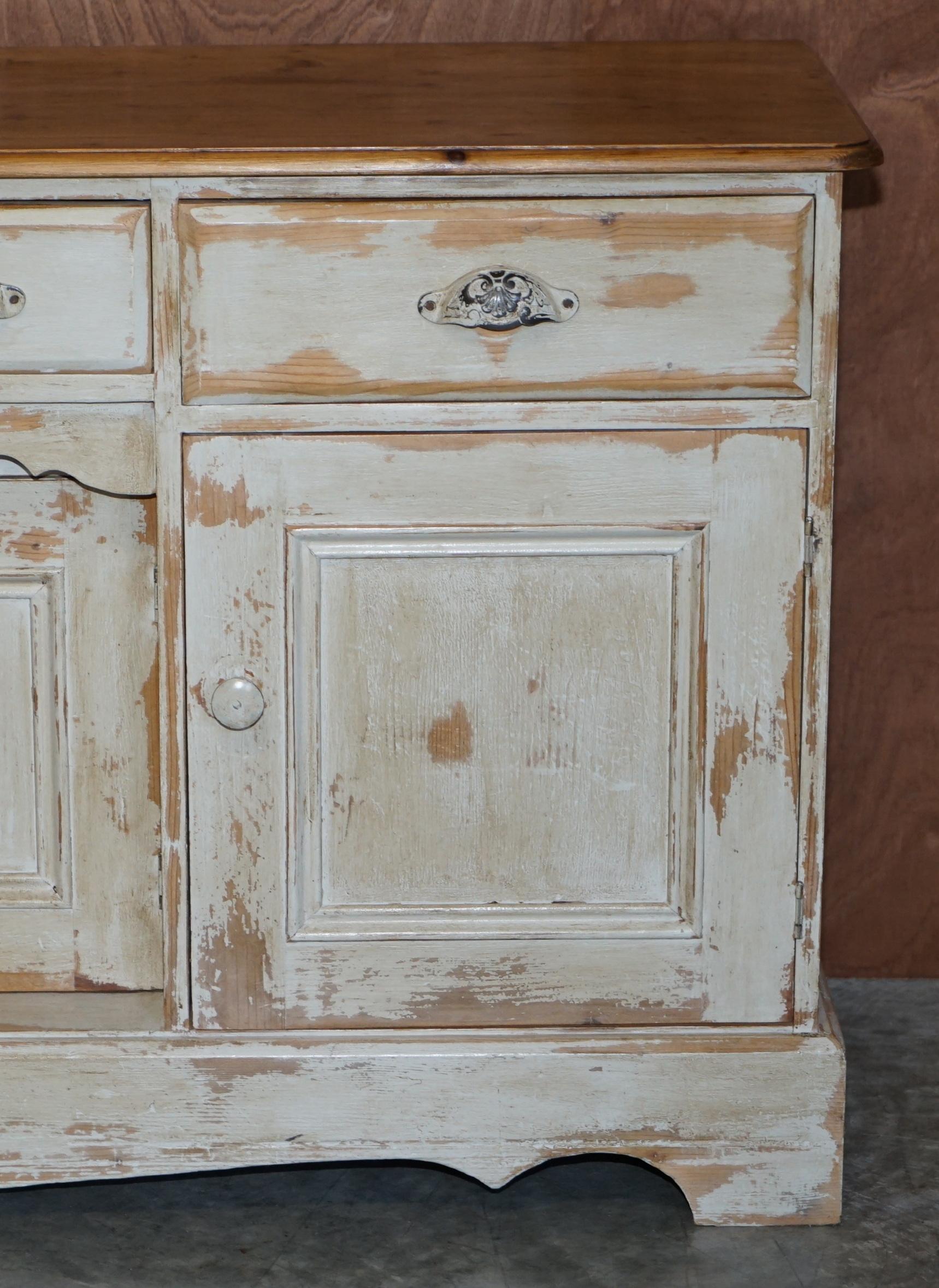 Country Lovely Vintage Hungarian Hand Painted and Antiqued Sideboard with Drawers For Sale
