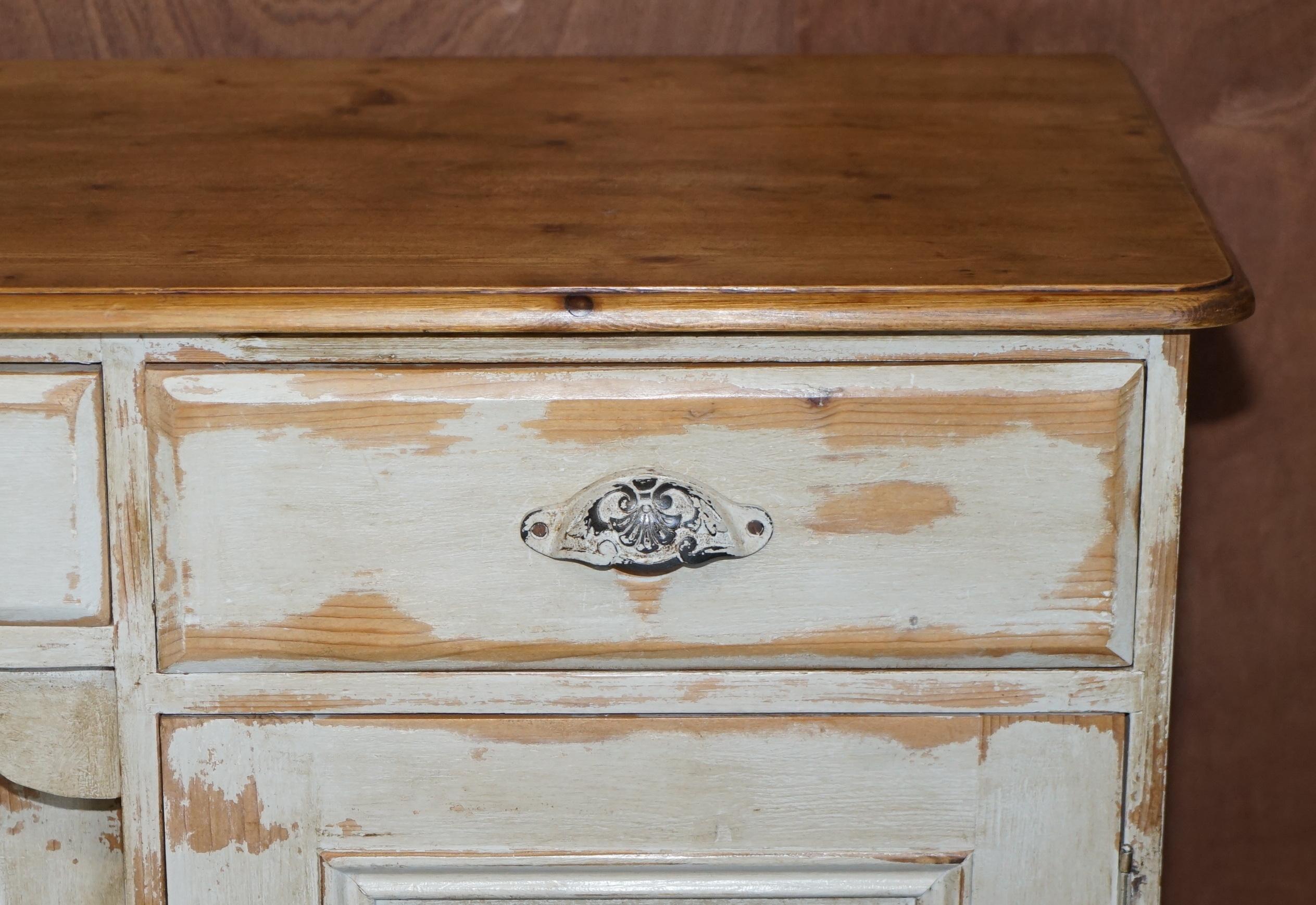 Hand-Crafted Lovely Vintage Hungarian Hand Painted and Antiqued Sideboard with Drawers For Sale
