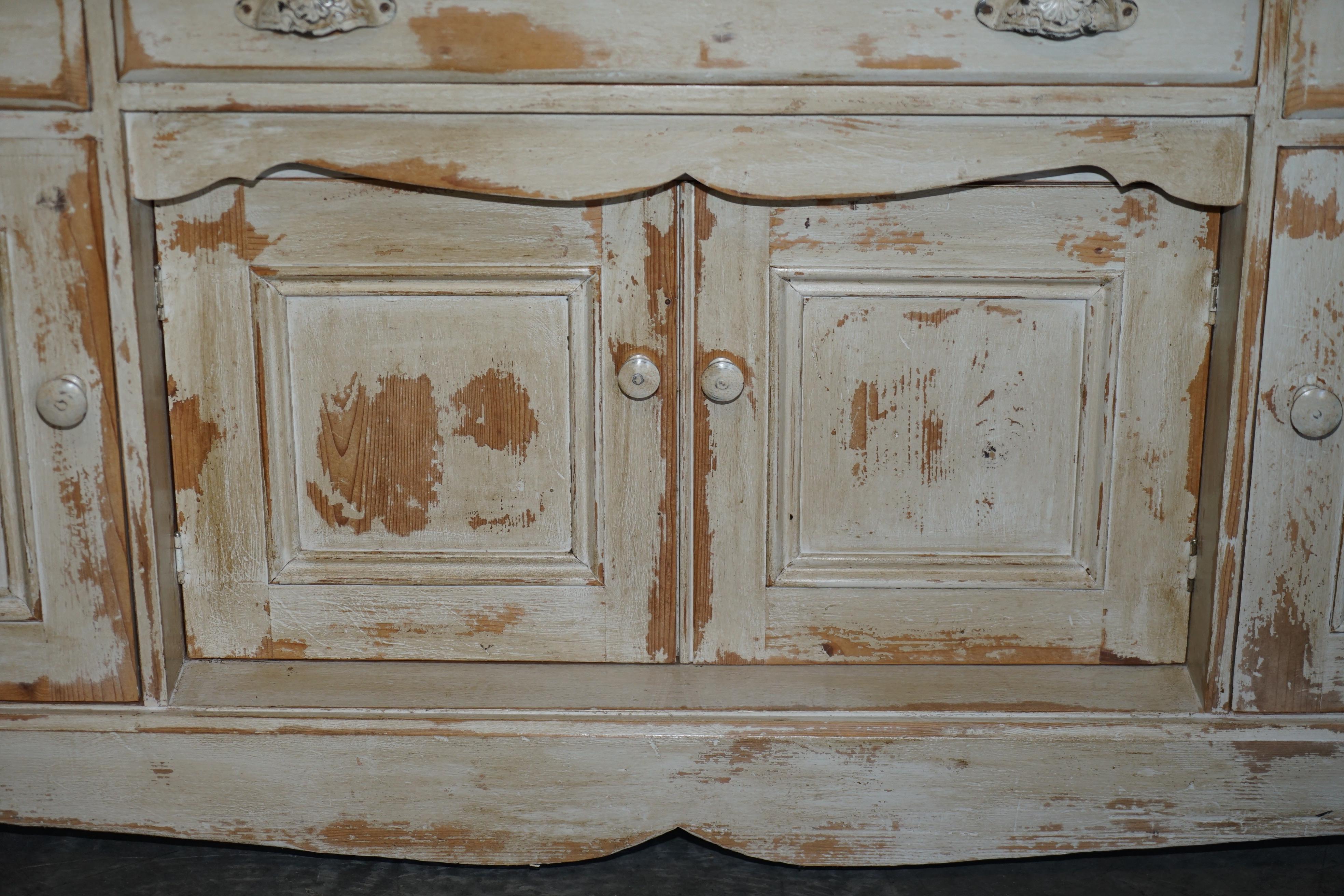 Pine Lovely Vintage Hungarian Hand Painted and Antiqued Sideboard with Drawers For Sale