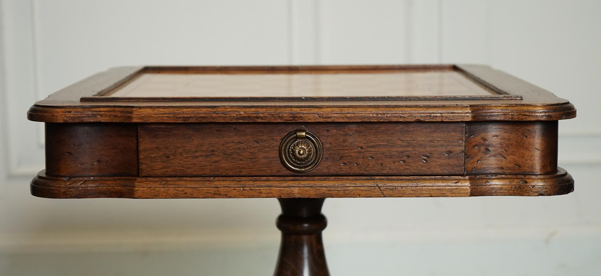 Oak LOVELY VINTAGE ITALIAN CHESS TABLE WITH ONE DRAWER AND FULL CHESS SET iNCLUDED