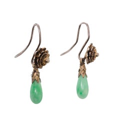 Lovely Vintage Jade and Silver Gilt Earrings