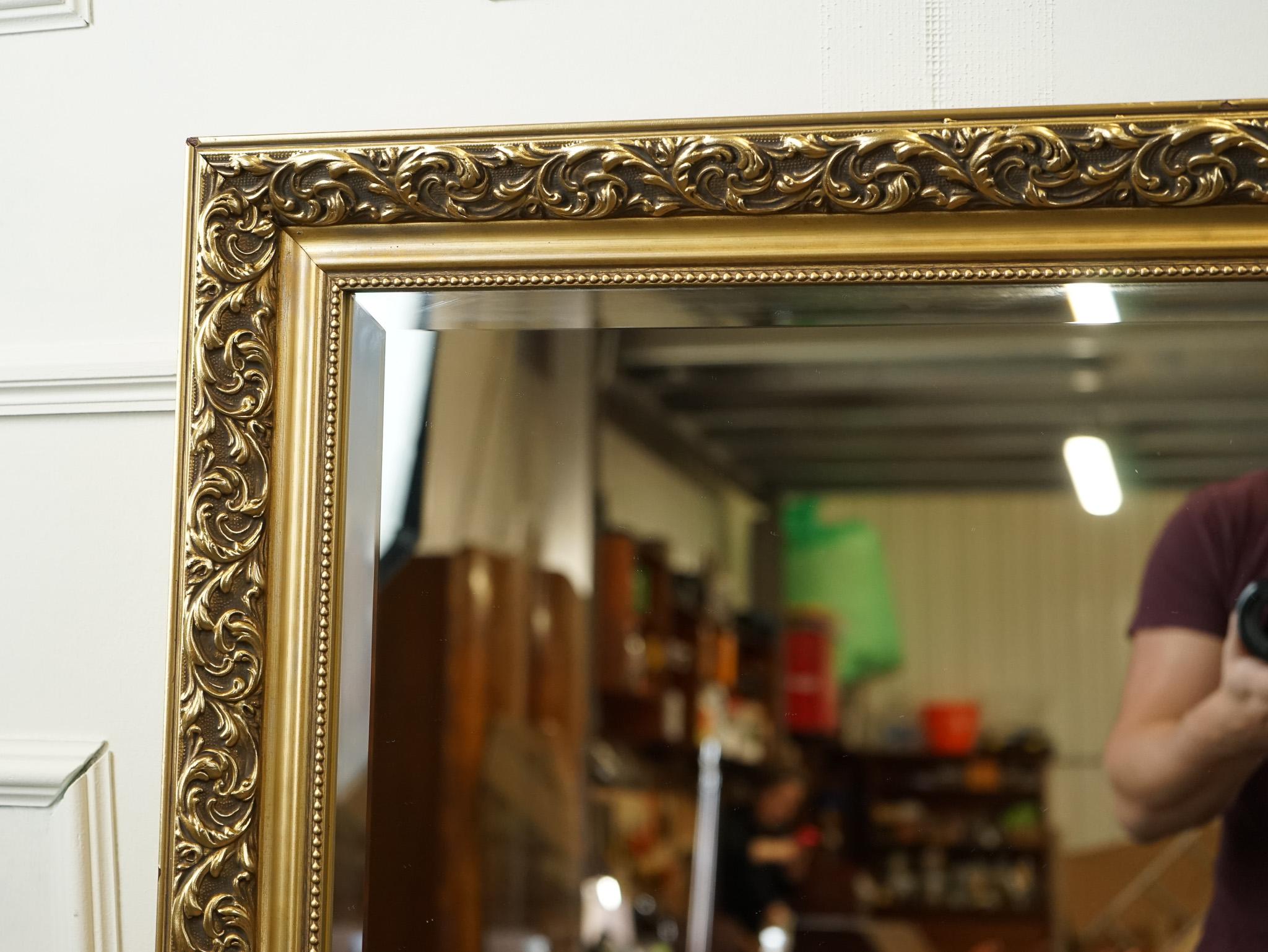 Hand-Crafted LOVELY VINTAGE LARGE GOLD ORNATE BEVELLED MiRROR For Sale