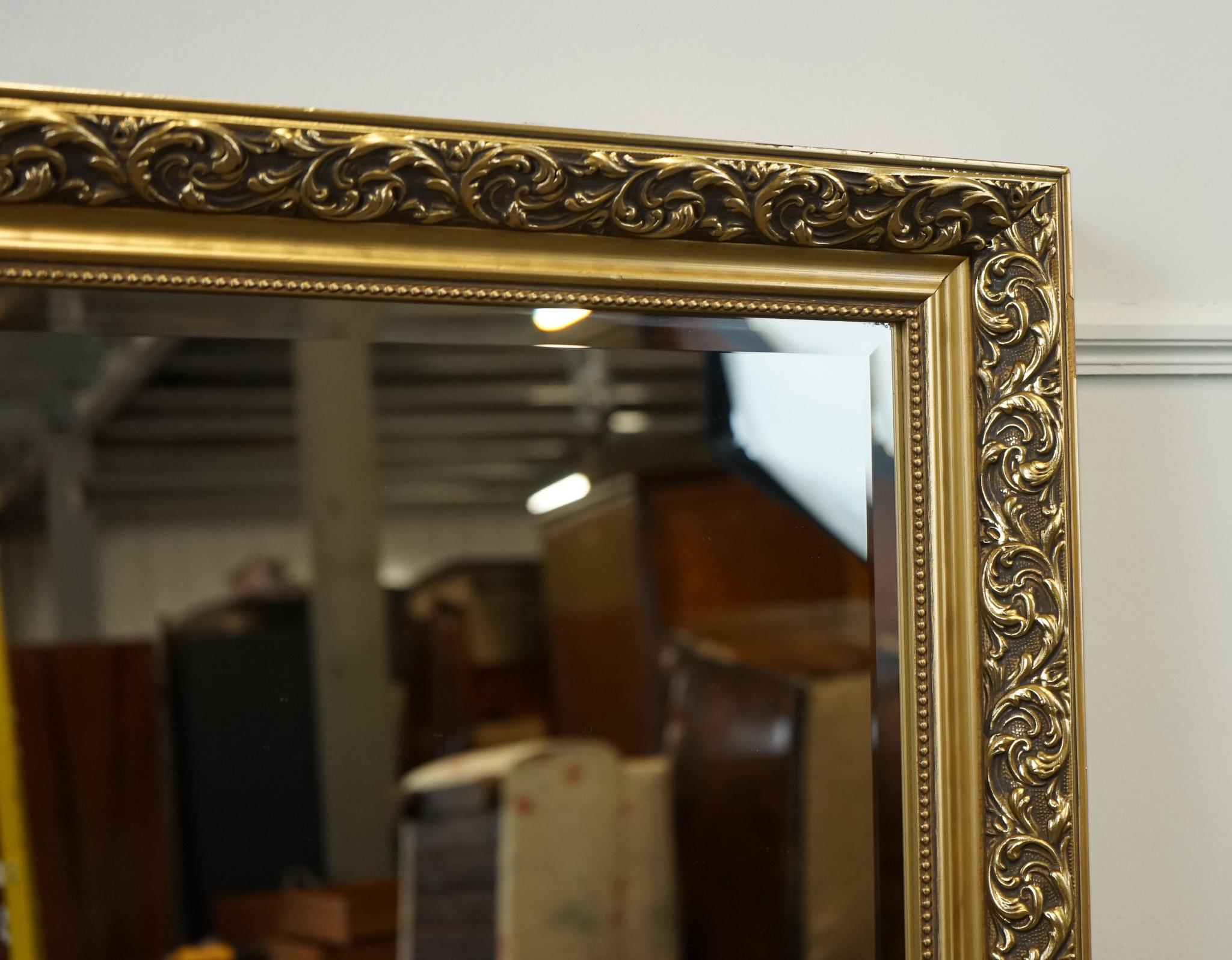 LOVELY VINTAGE LARGE GOLD ORNATE BEVELLED MiRROR In Good Condition For Sale In Pulborough, GB