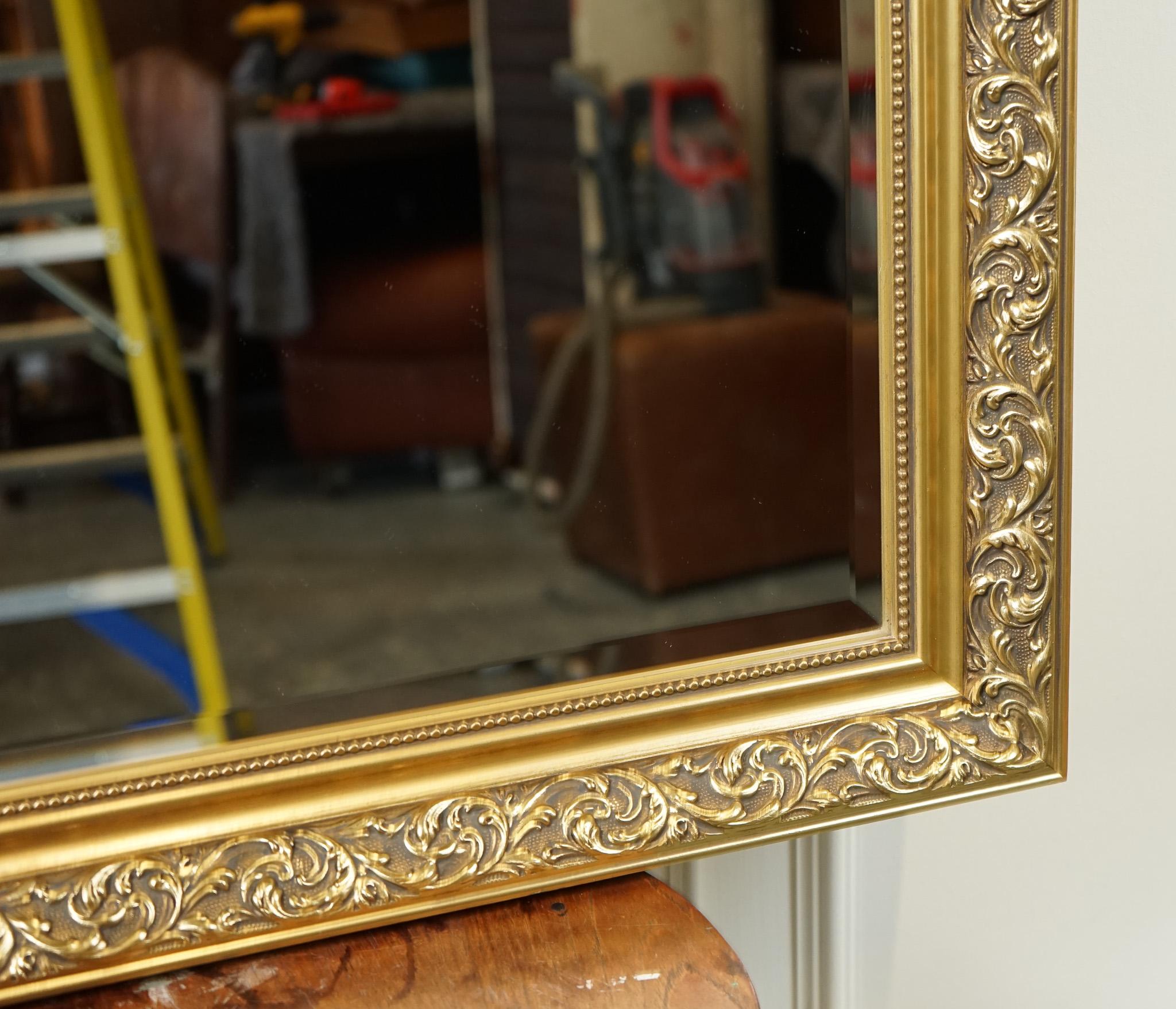 Mirror LOVELY VINTAGE LARGE GOLD ORNATE BEVELLED MiRROR For Sale