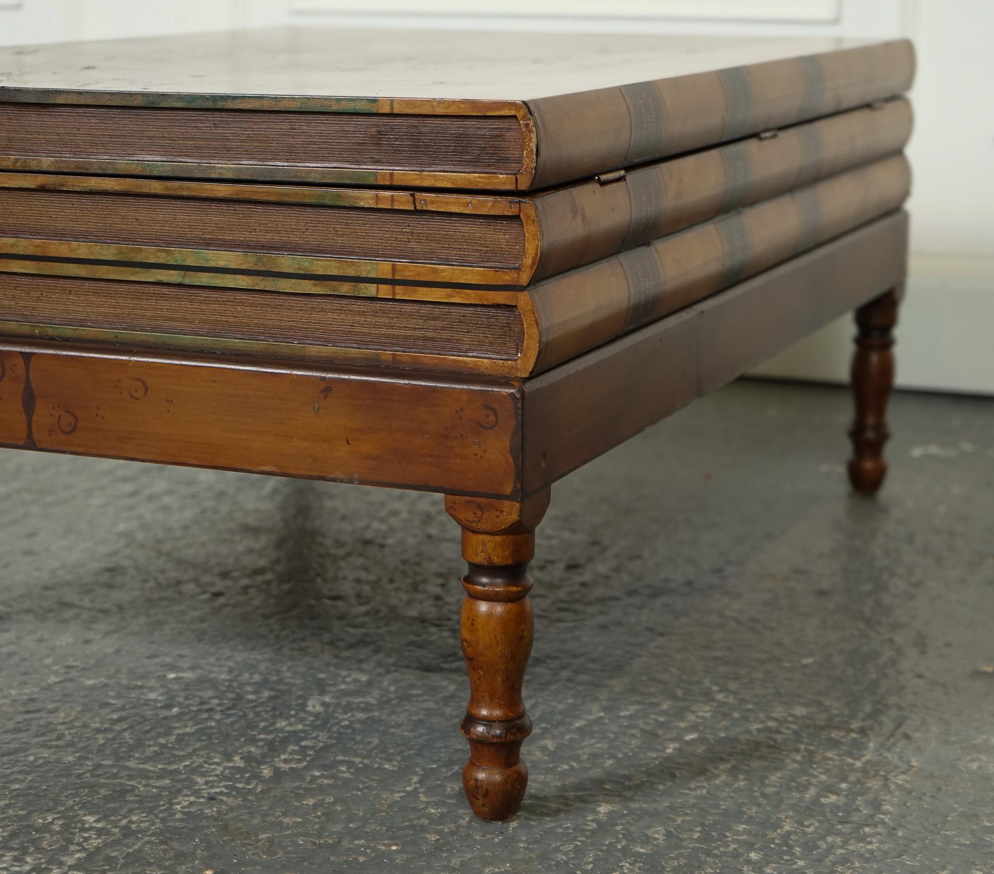 Leather LOVELY ViNTAGE LEATHER FAUX STACK OF BOOKS COFFEE TABLE INTERNAL STORAGE J1 For Sale