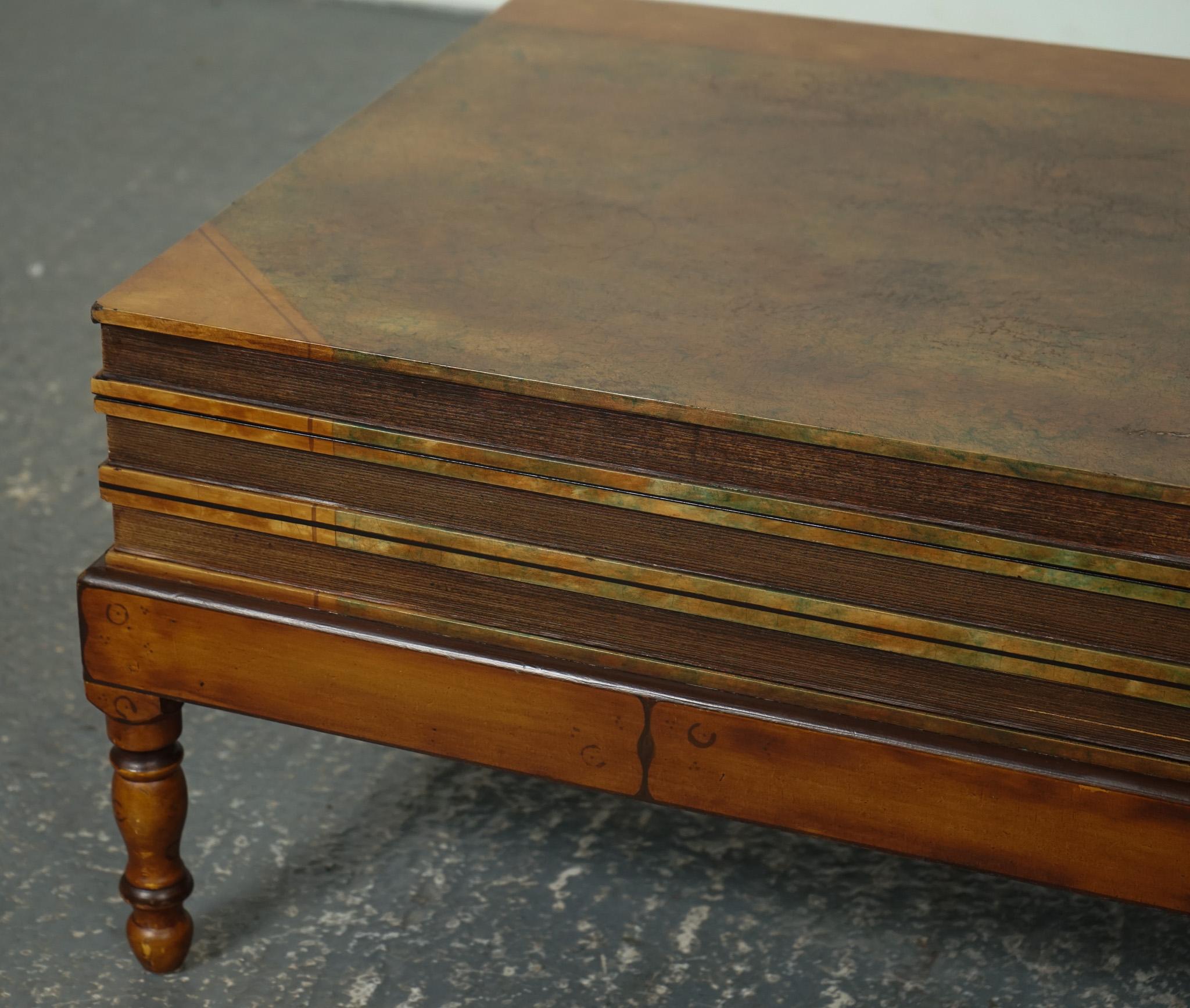 LOVELY ViNTAGE LEATHER FAUX STACK OF BOOKS COFFEE TABLE INTERNAL STORAGE J1 For Sale 8