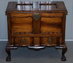 Lovely Vintage Hardwood Ornately Carved Trunk Chest with Drawer Claw & Ball Legs