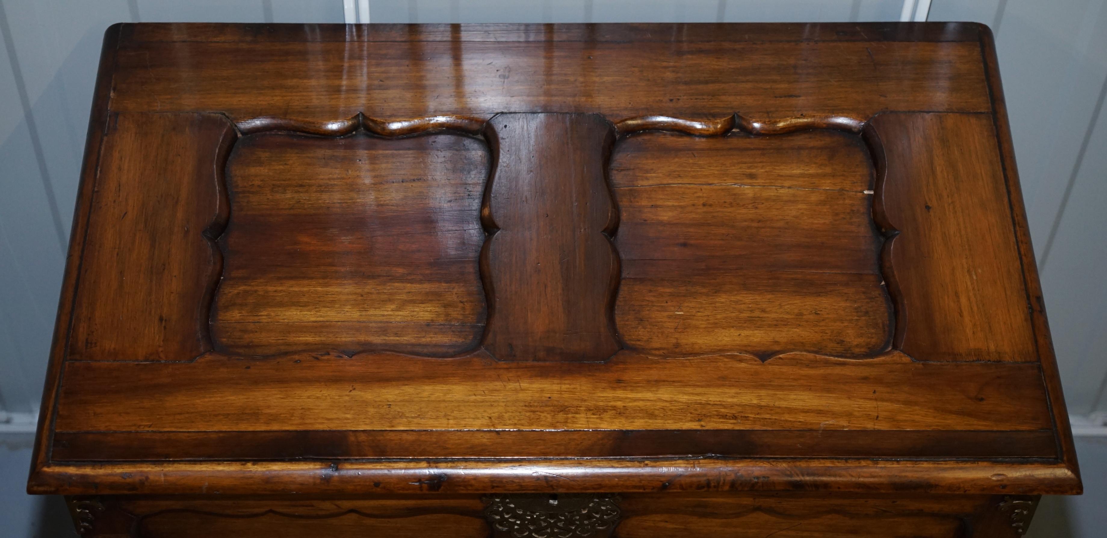 Hand-Crafted Lovely Vintage Hardwood Ornately Carved Trunk Chest with Drawer Claw & Ball Legs For Sale