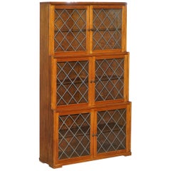 Lovely Vintage Mahogany Three Tiered Waterfall Bookcase with Lead Lined Glass