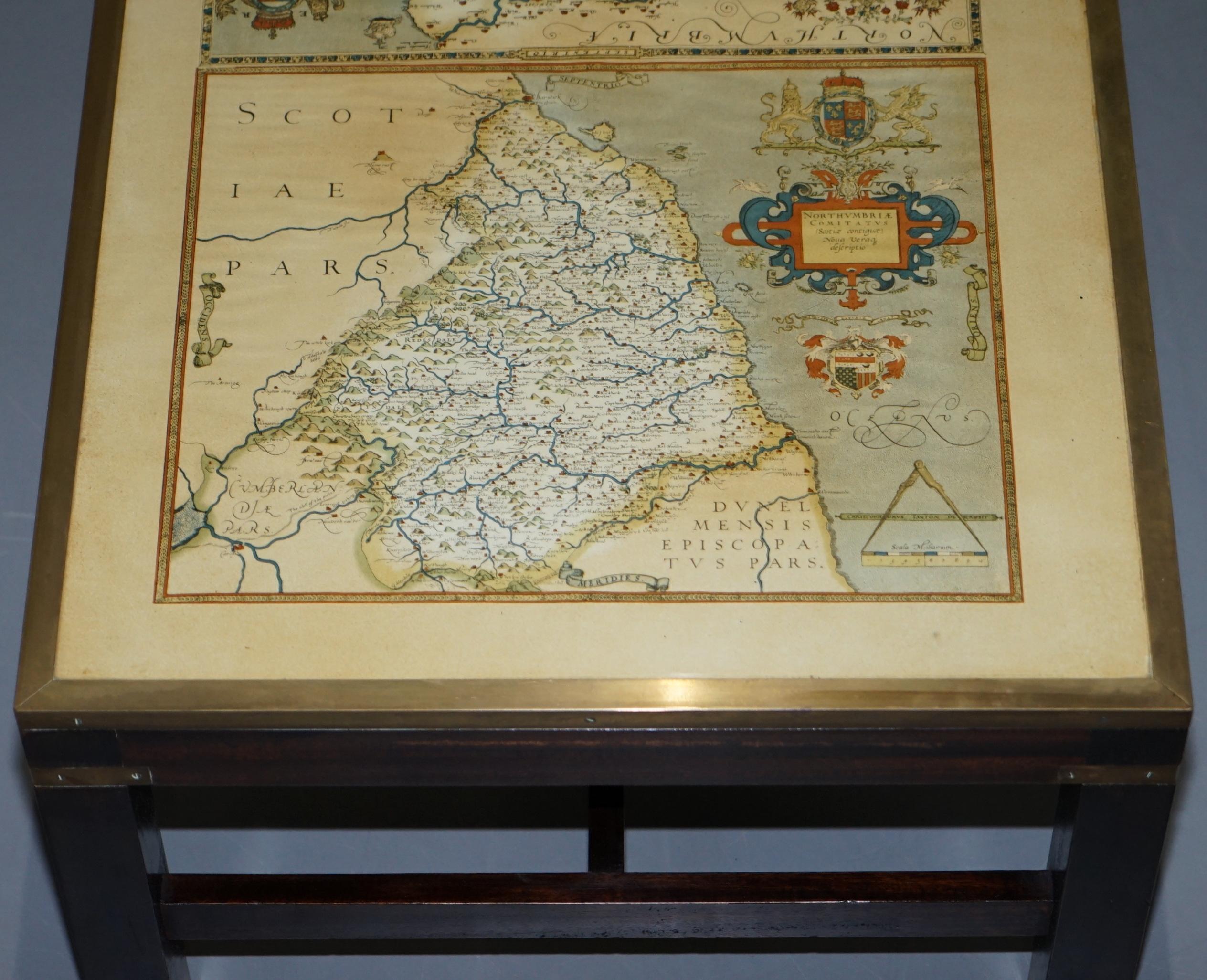 Oak Lovely Vintage Map Coffee Table of Northumberland Military Campaign Style