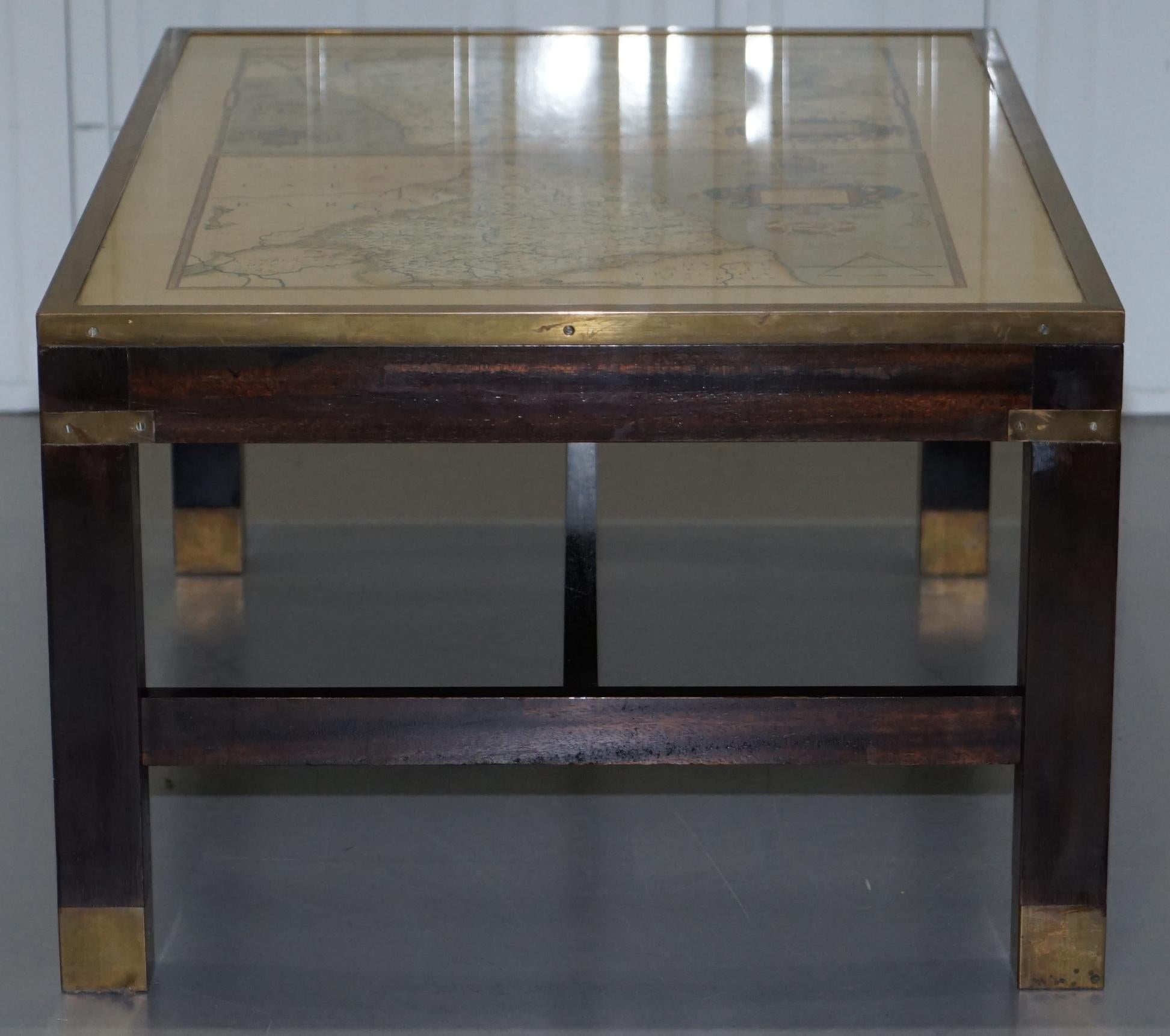 Lovely Vintage Map Coffee Table of Northumberland Military Campaign Style 5