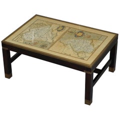 Lovely Vintage Map Coffee Table of Northumberland Military Campaign Style