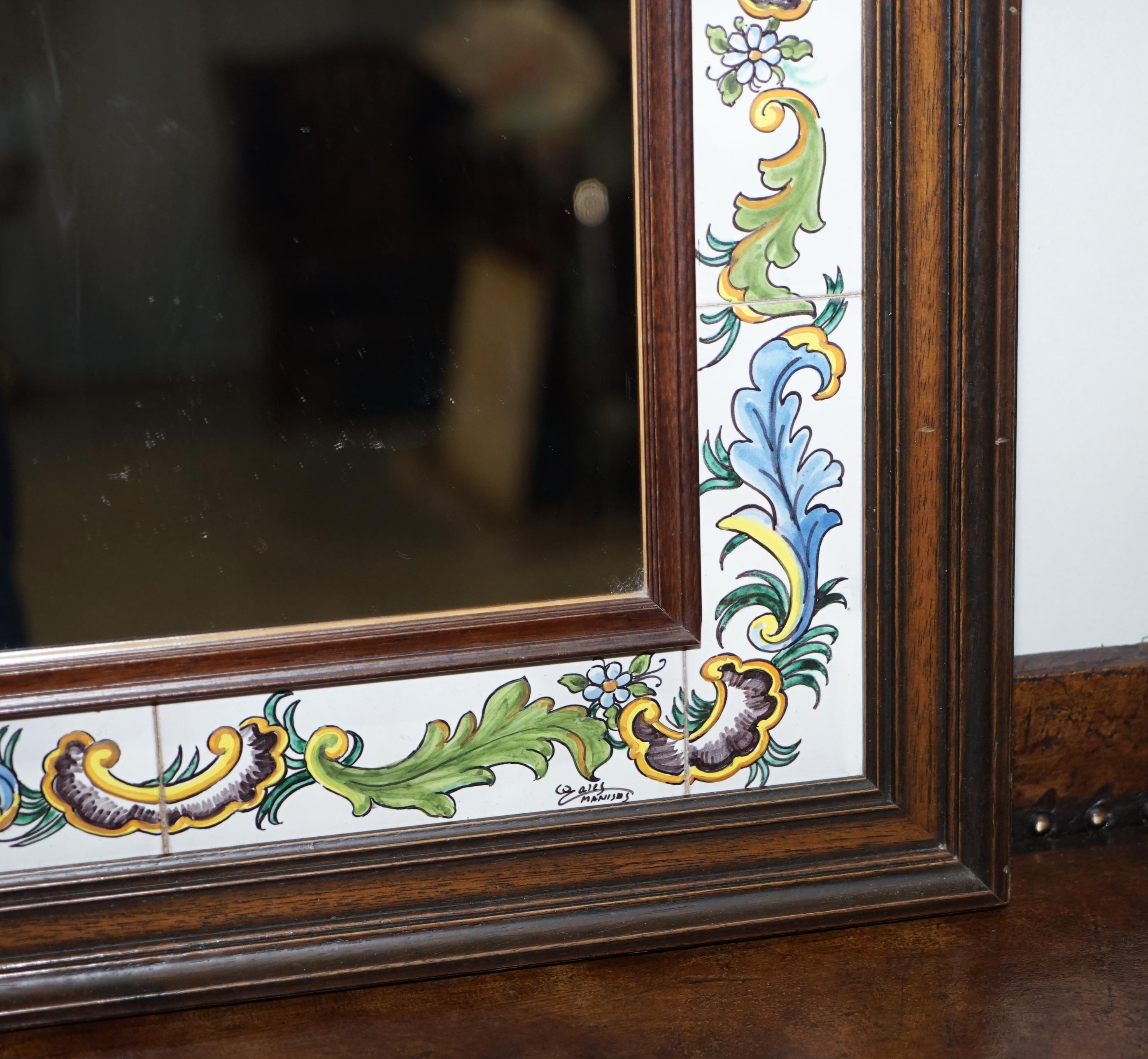 Hand-Crafted Lovely Vintage Mediterranean Tile Mirror Signed to the Bottom Lovely Look & Feel