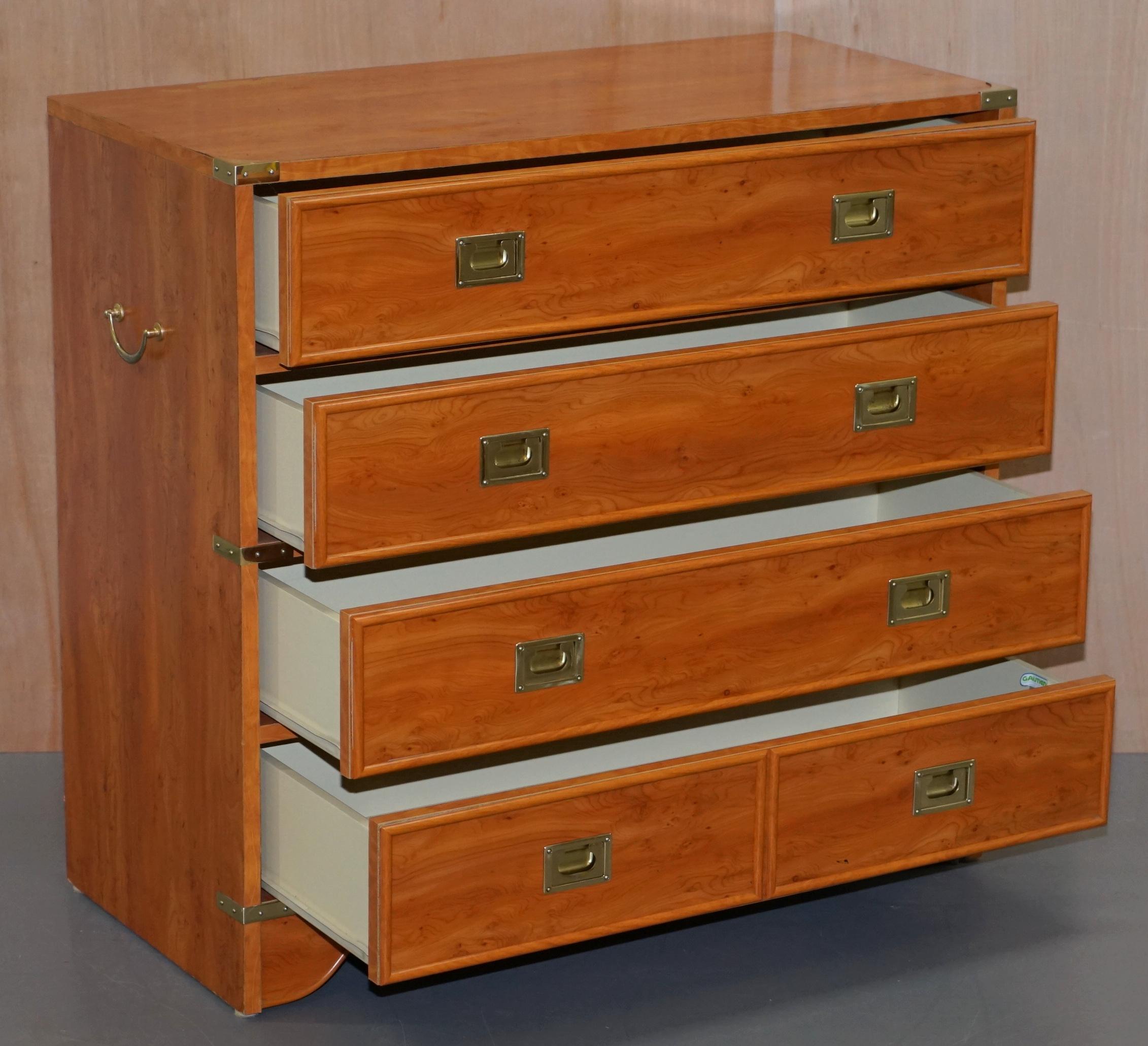 Lovely Vintage Meubles Gautier Made in France Military Campaign Chest of Drawers For Sale 4