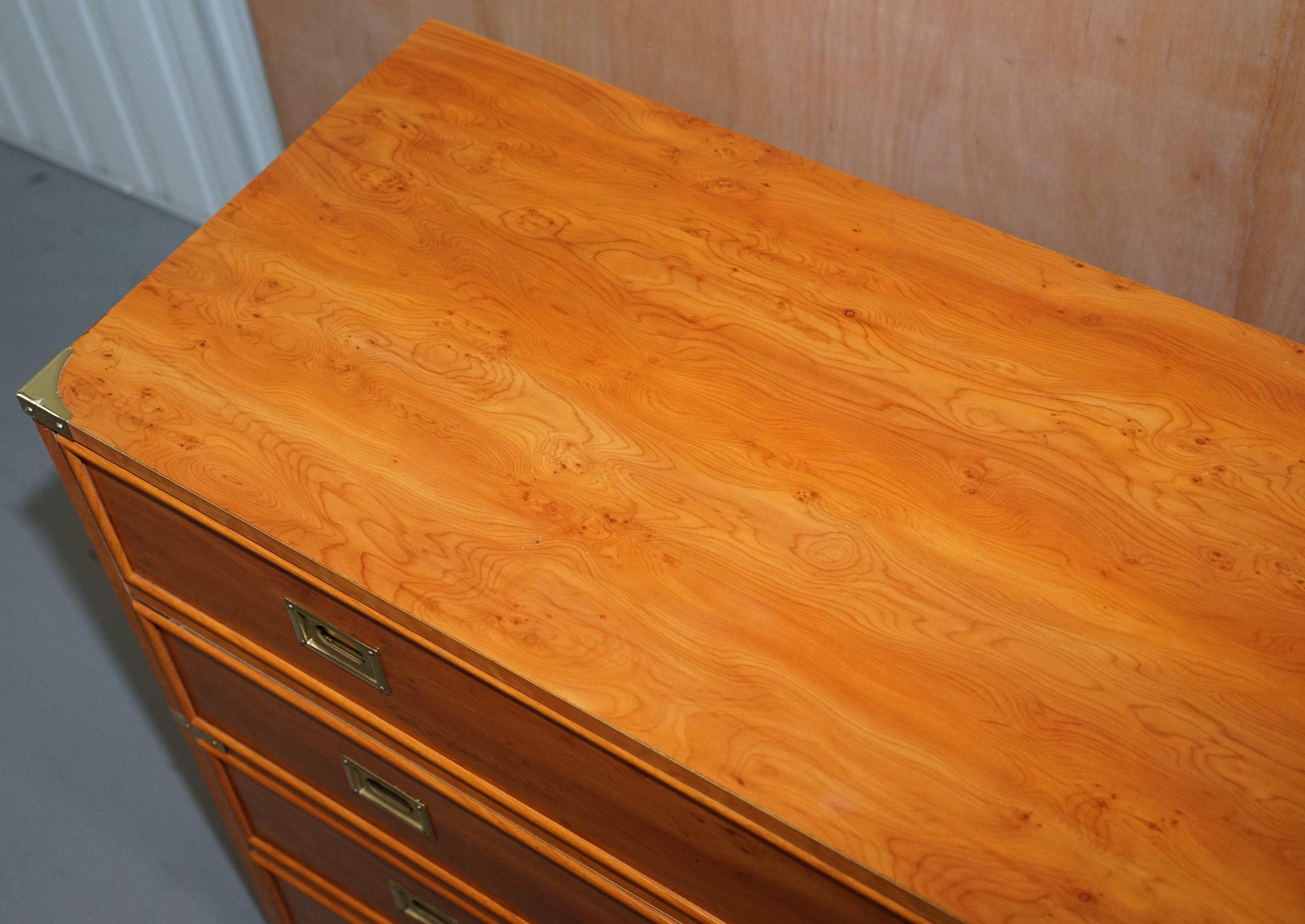 Lovely Vintage Meubles Gautier Made in France Military Campaign Chest of Drawers In Good Condition For Sale In West Sussex, Pulborough