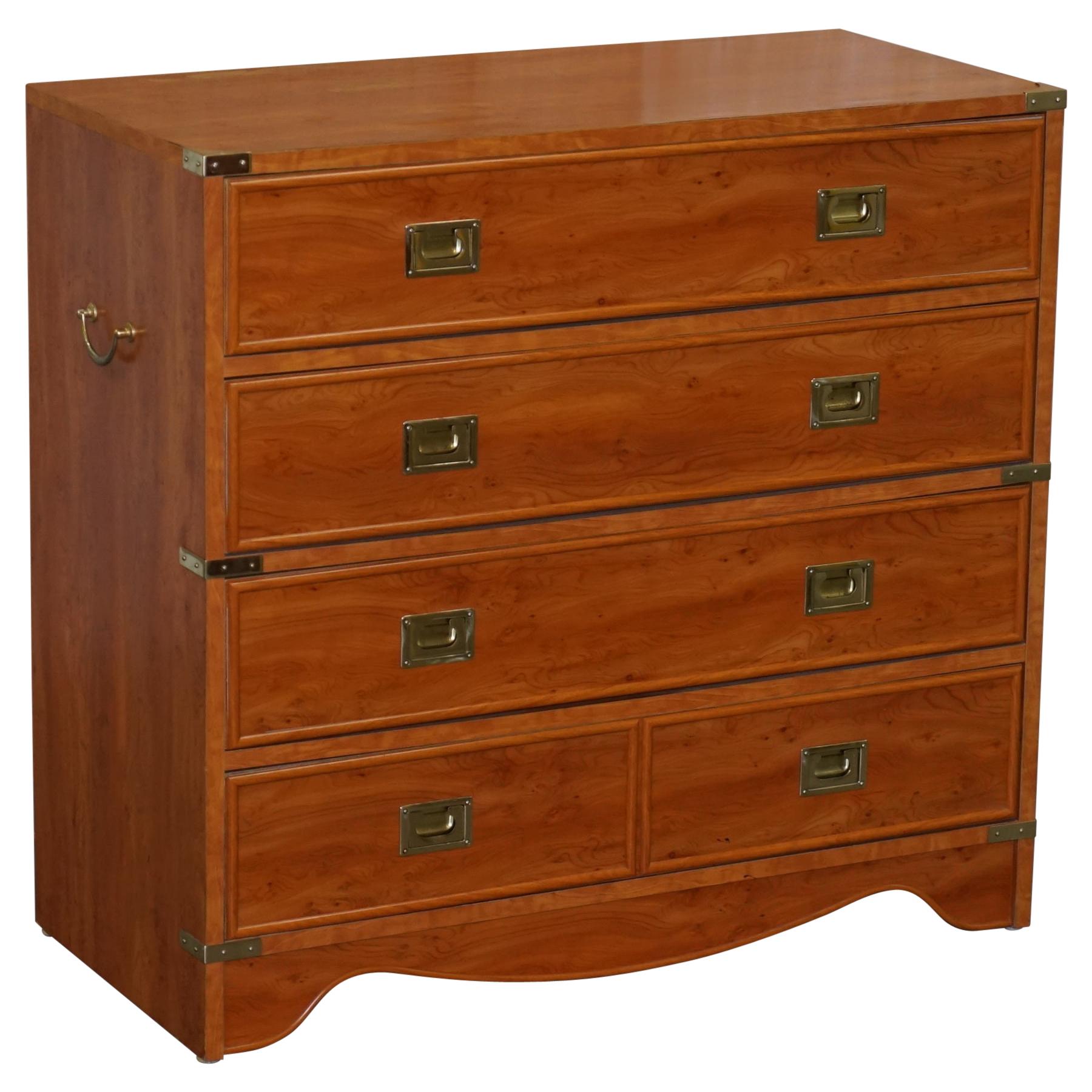 Lovely Vintage Meubles Gautier Made in France Military Campaign Chest of Drawers For Sale