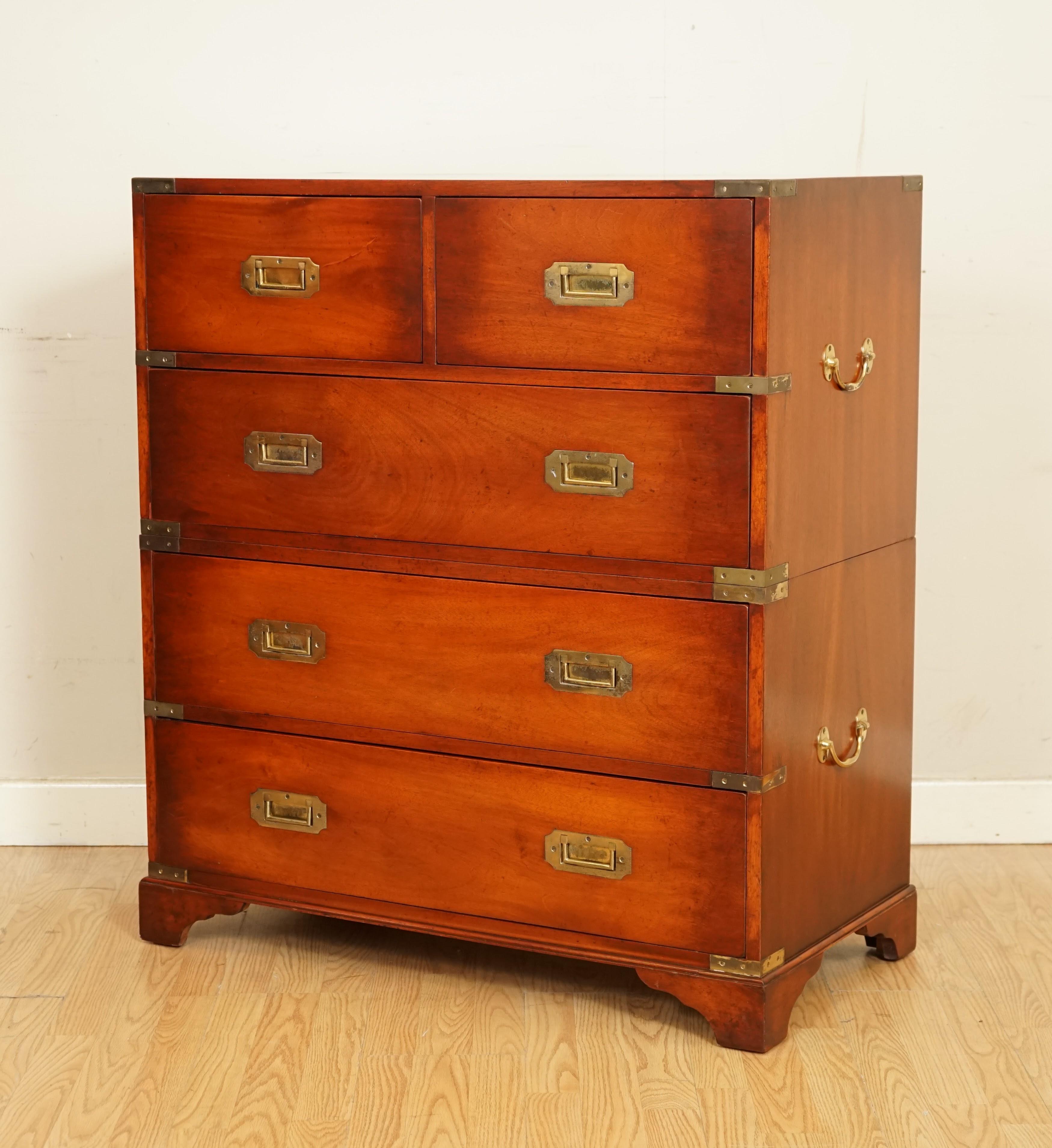 British Lovely Vintage Military Campaign Chest of Drawers Brass Fittings