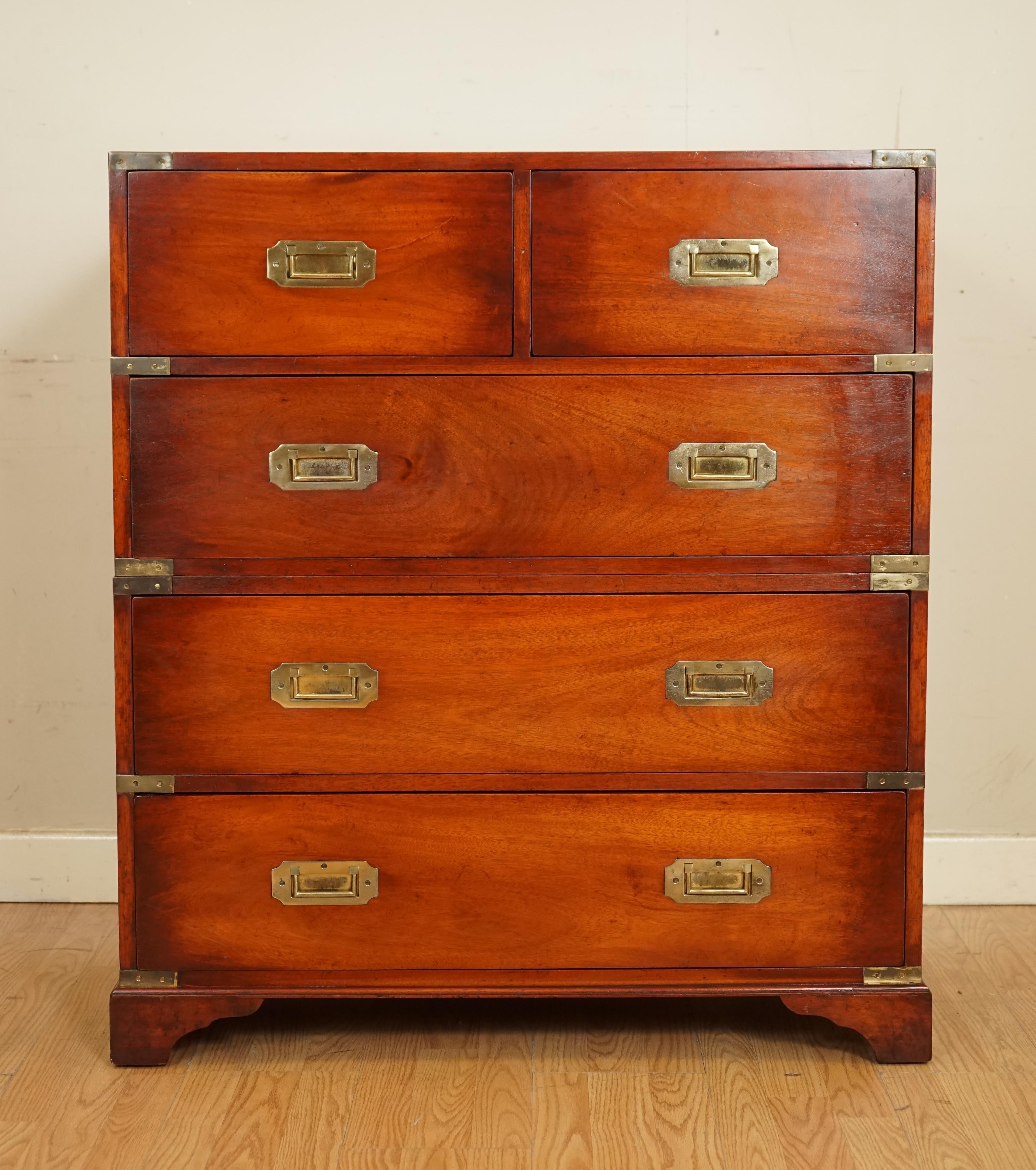 Hand-Crafted Lovely Vintage Military Campaign Chest of Drawers Brass Fittings