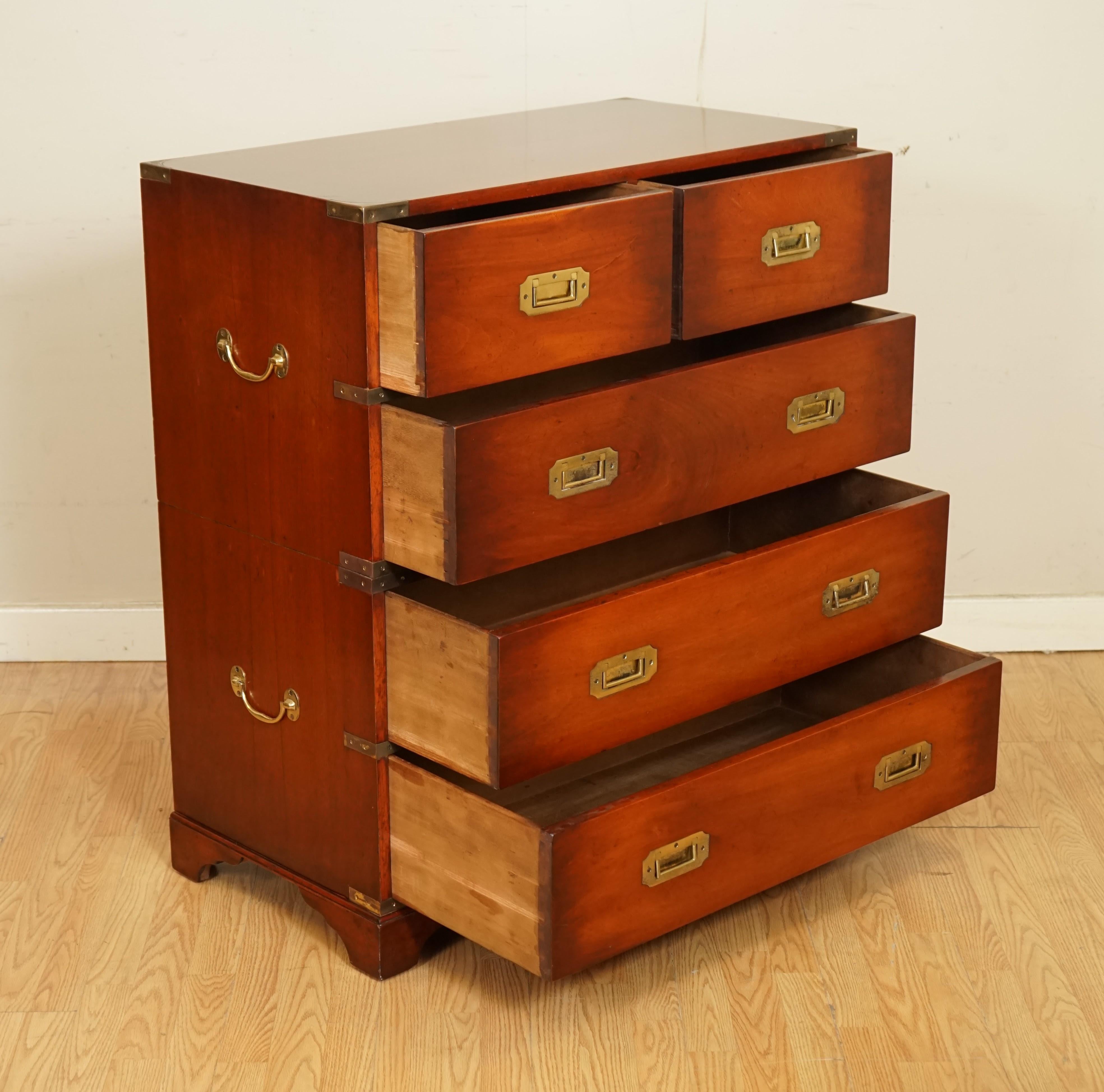 20th Century Lovely Vintage Military Campaign Chest of Drawers Brass Fittings