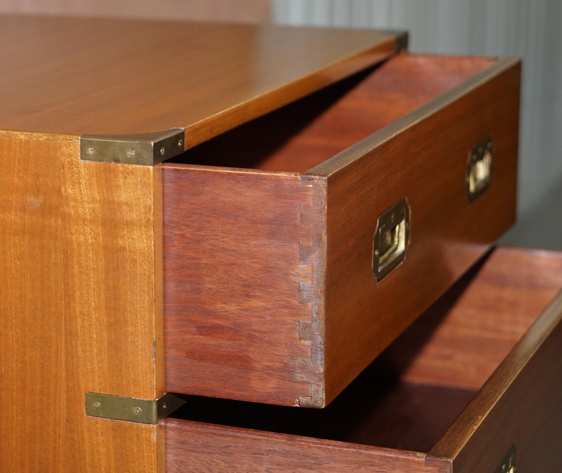 Lovely Vintage Military Campaign Chest of Drawers with Hidden Cupboard Base 7