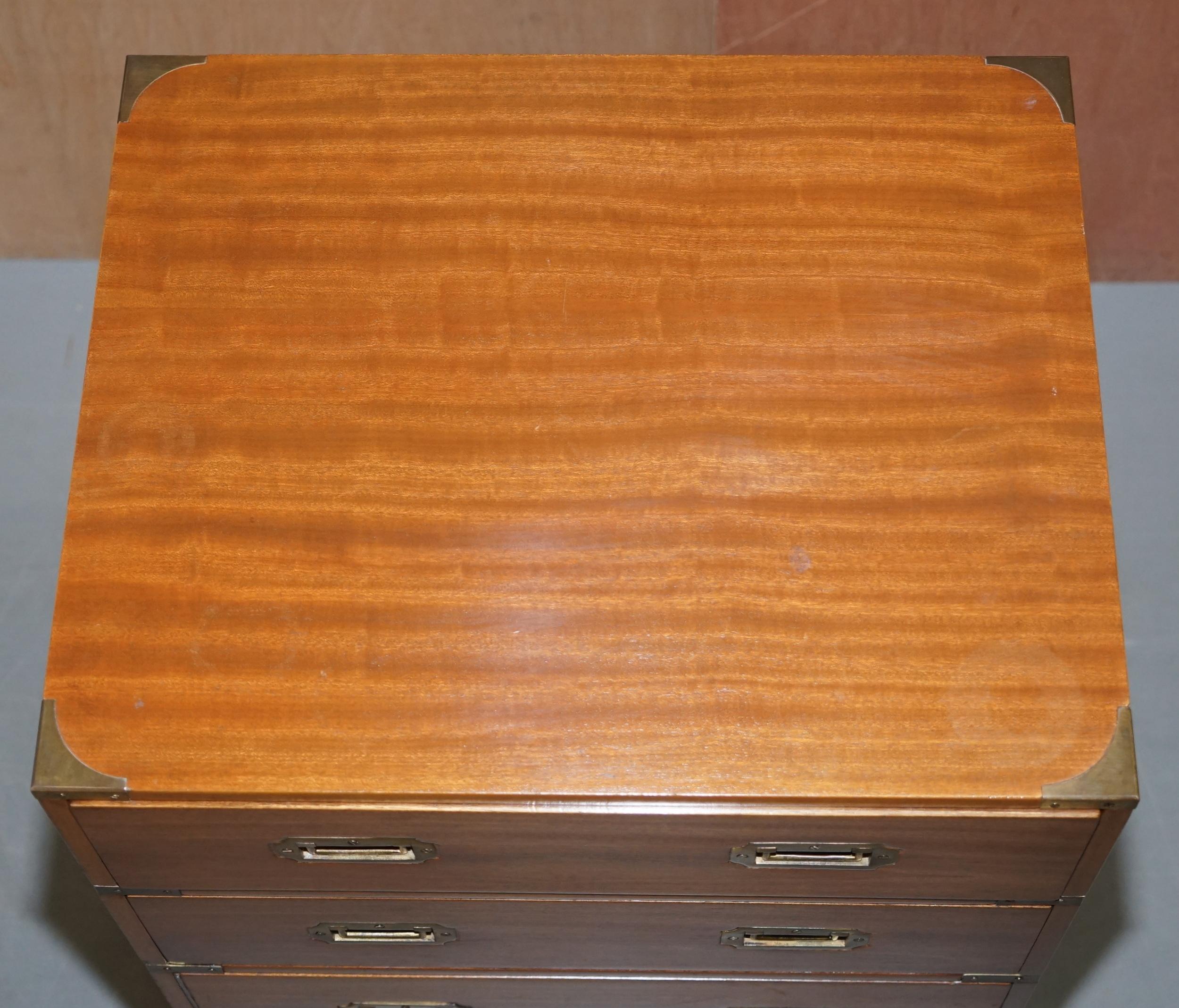 English Lovely Vintage Military Campaign Chest of Drawers with Hidden Cupboard Base