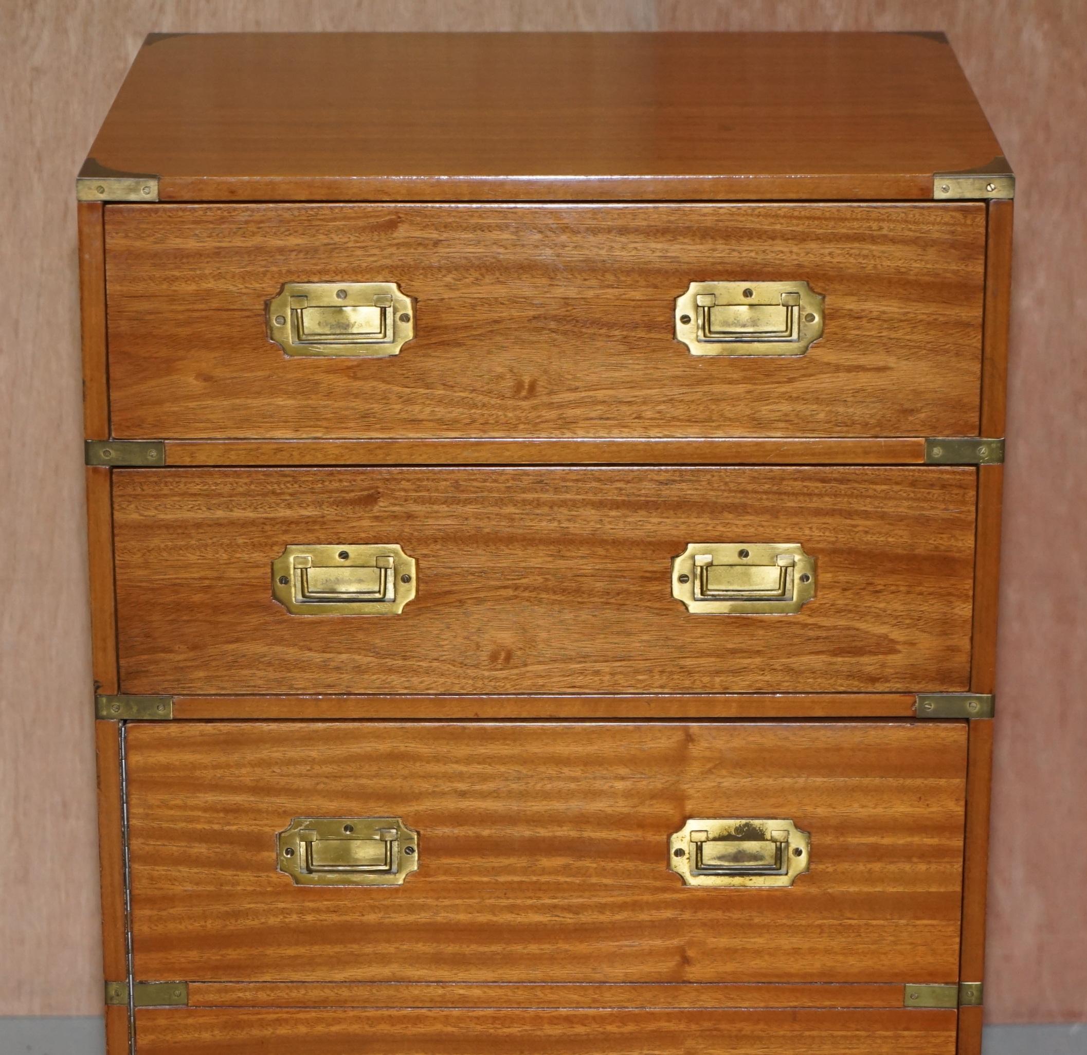 Hand-Crafted Lovely Vintage Military Campaign Chest of Drawers with Hidden Cupboard Base