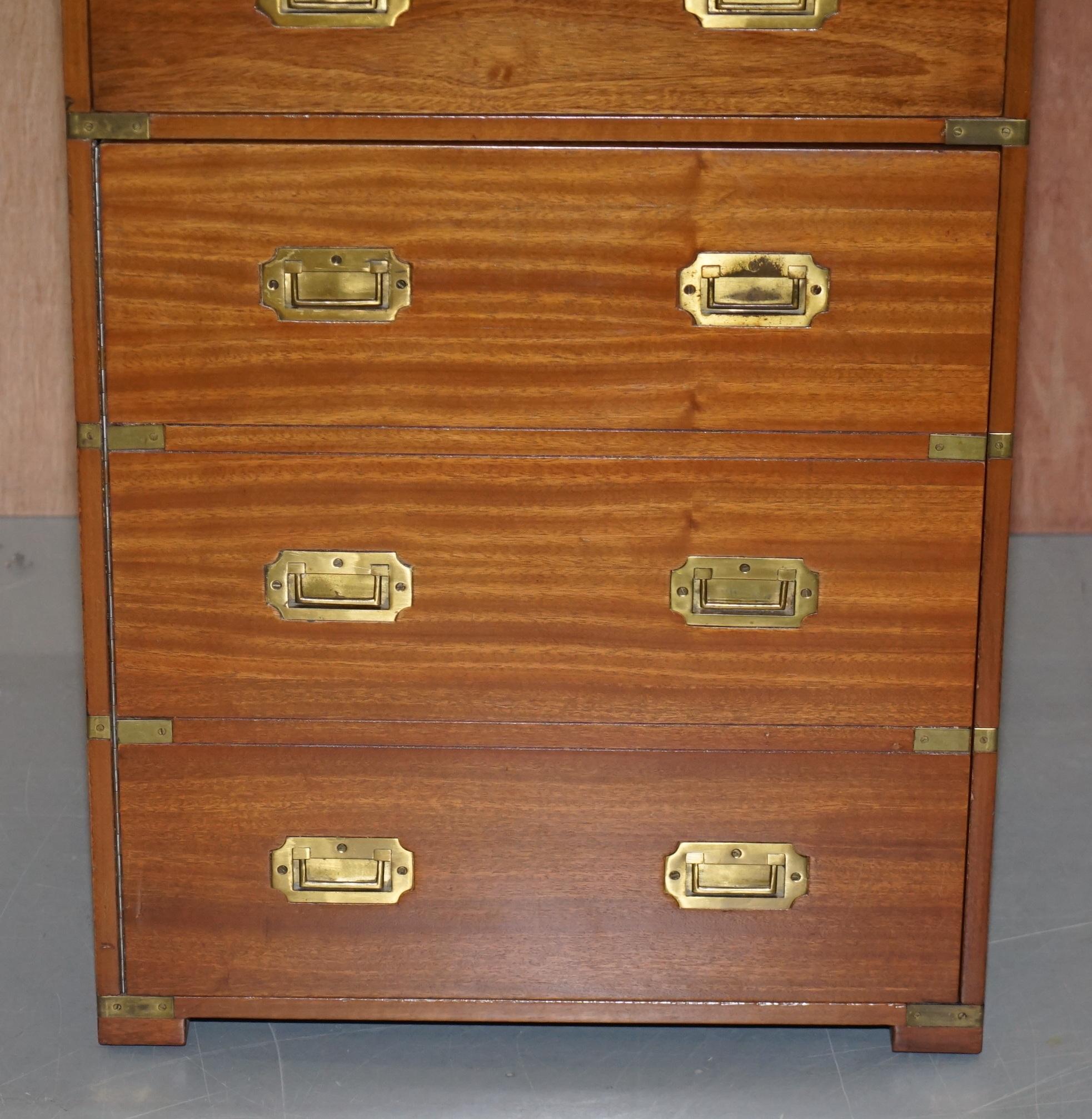20th Century Lovely Vintage Military Campaign Chest of Drawers with Hidden Cupboard Base