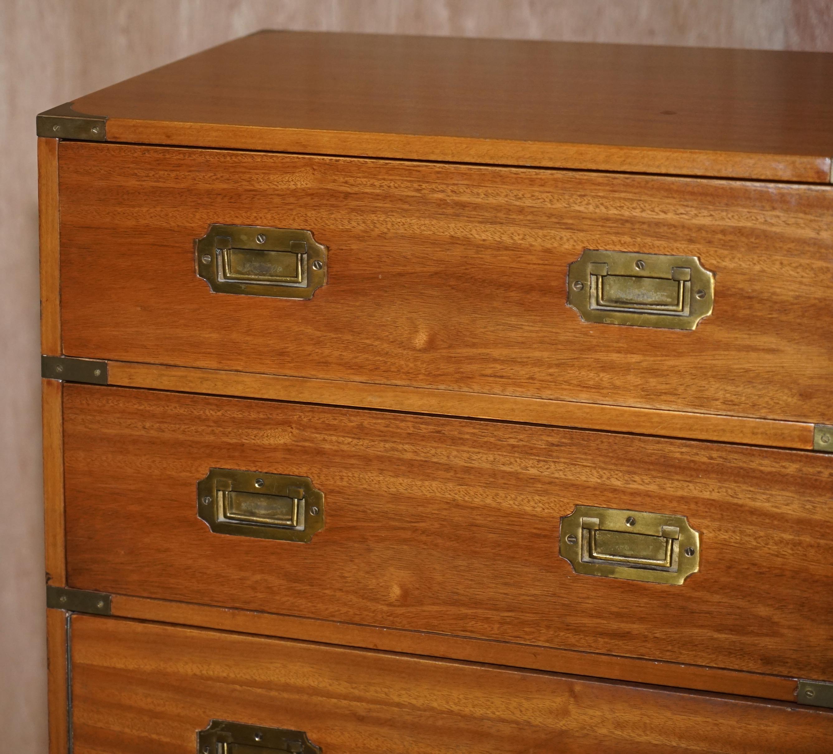 Brass Lovely Vintage Military Campaign Chest of Drawers with Hidden Cupboard Base