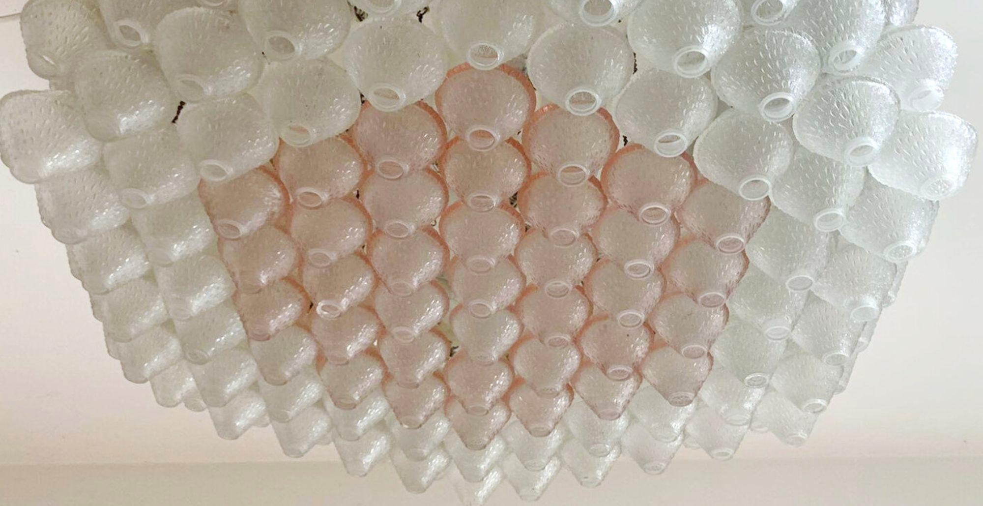 Italian Lovely Vintage Murano Glass Flush Mount / Made in Italy, 1960's. For Sale