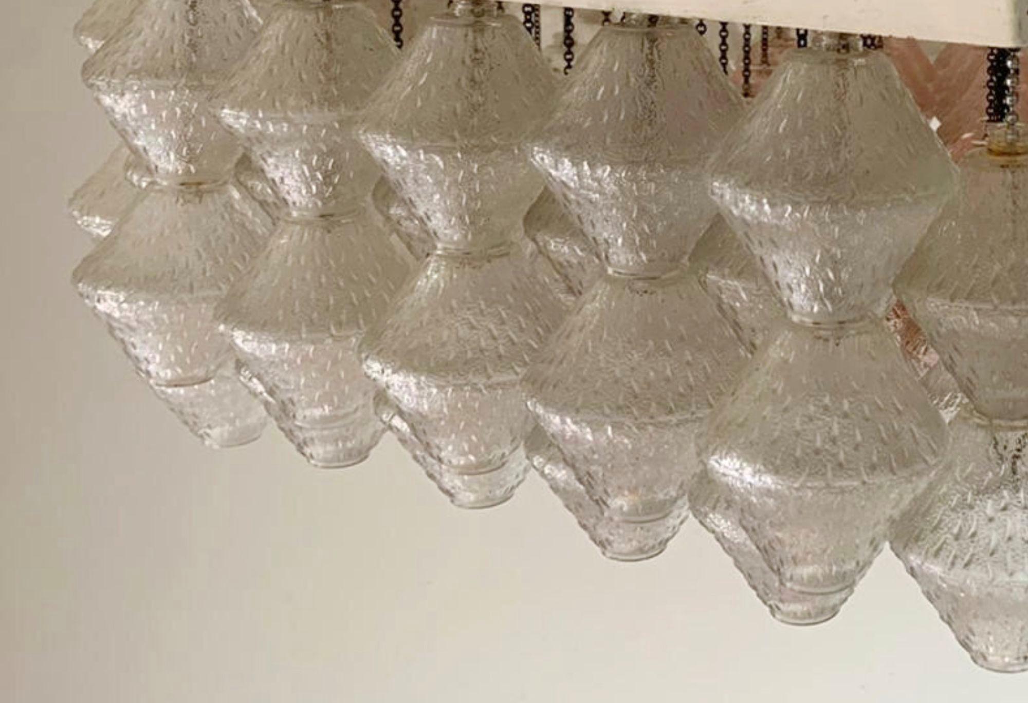 Mid-20th Century Lovely Vintage Murano Glass Flush Mount / Made in Italy, 1960's. For Sale