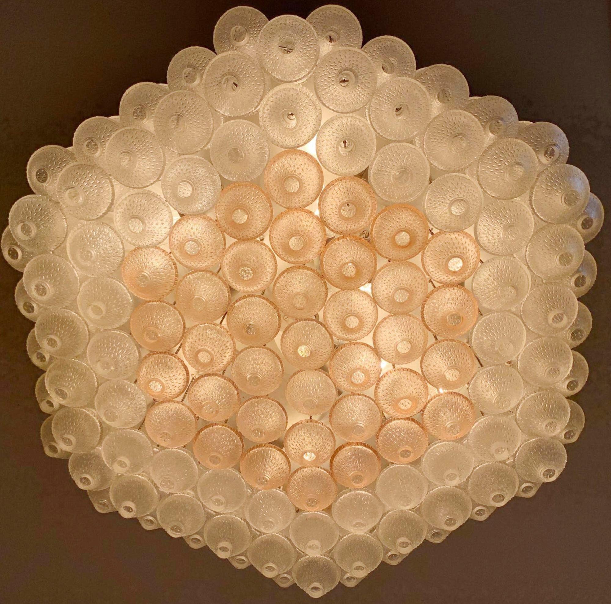 Lovely Vintage Murano Glass Flush Mount / Made in Italy, 1960's. For Sale 2