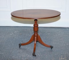 LOVELY VINTAGE OVAL BURR YEW WOOD SIDE TABLE ON TRiPOD LEGS
