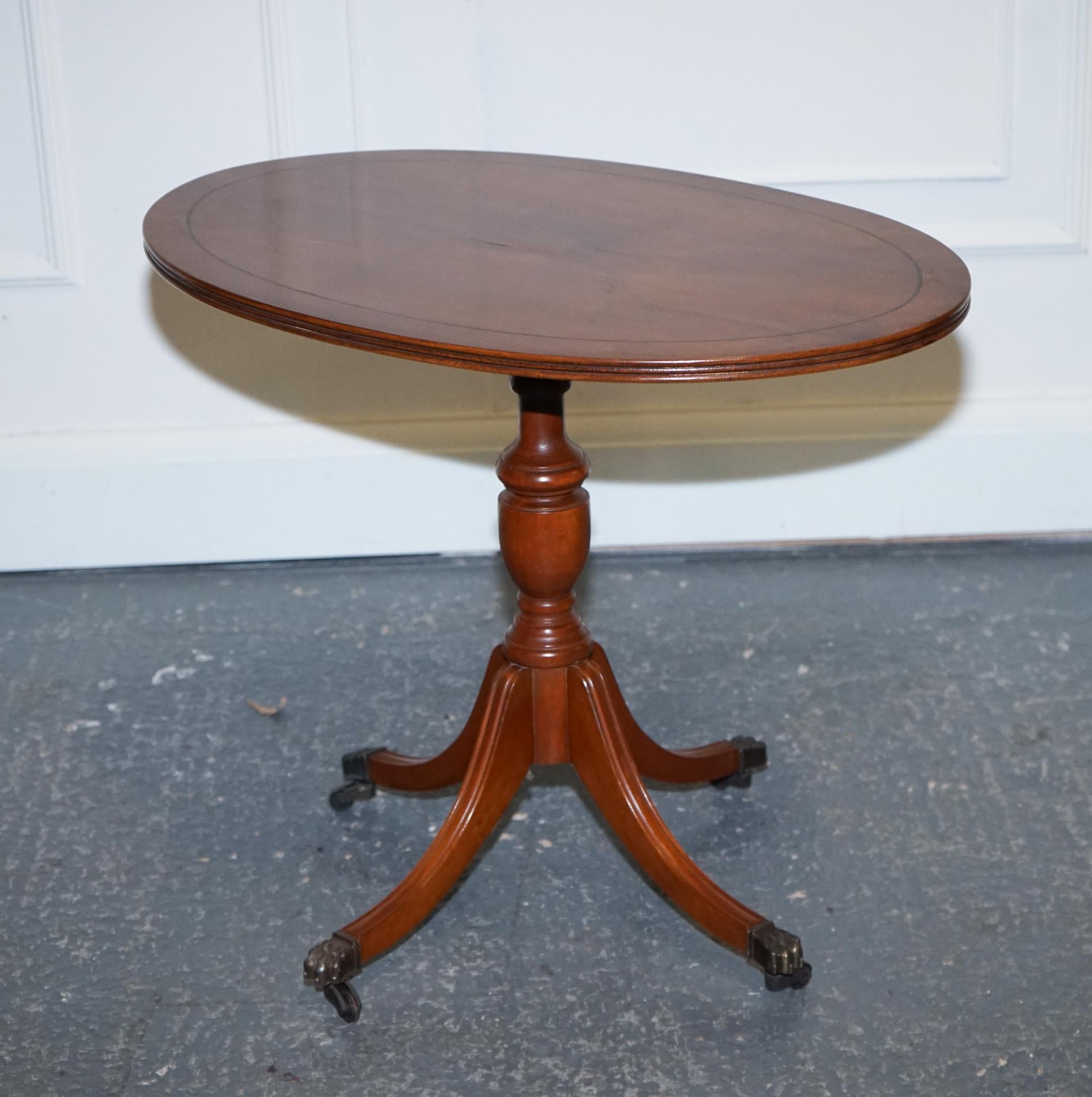 Hand-Crafted LOVELY VINTAGE OVAL BURR YEW WOOD SIDE TABLE ON TRiPOD LEGS For Sale