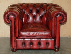 LOVELY ViNTAGE OXBLOOD BORDEAUX LEATHER CHESTERFIELD CLUB ARMCHAIR PART OF SUITE