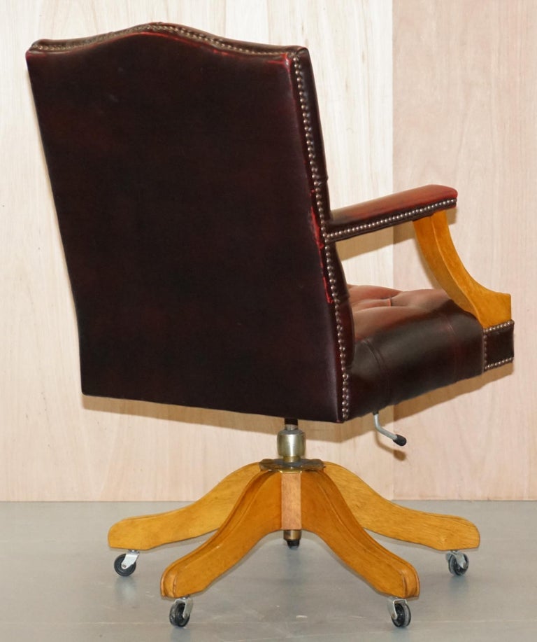 Lovely Vintage Oxblood Leather Chesterfield Gainsborough Captains