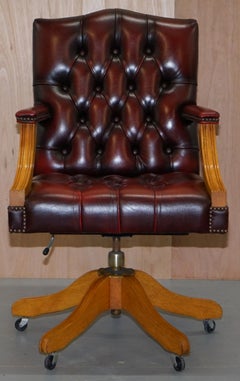 Lovely Vintage Oxblood Leather Chesterfield Gainsborough Captains Office Chair