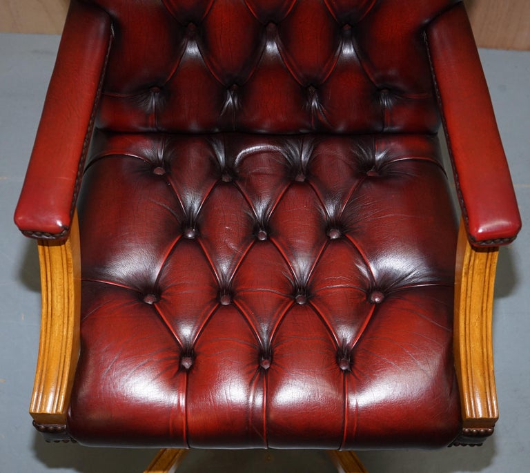 Lovely Vintage Oxblood Leather Chesterfield Gainsborough Captains