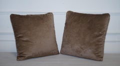 LOVELY VINTAGE PAIR OF BROWN FEATHER FILLED SCATTER CUSHiONS
