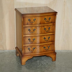 Lovely Vintage Pair of Burr & Burl Yew Wood Side Table Sized Chest of Drawers