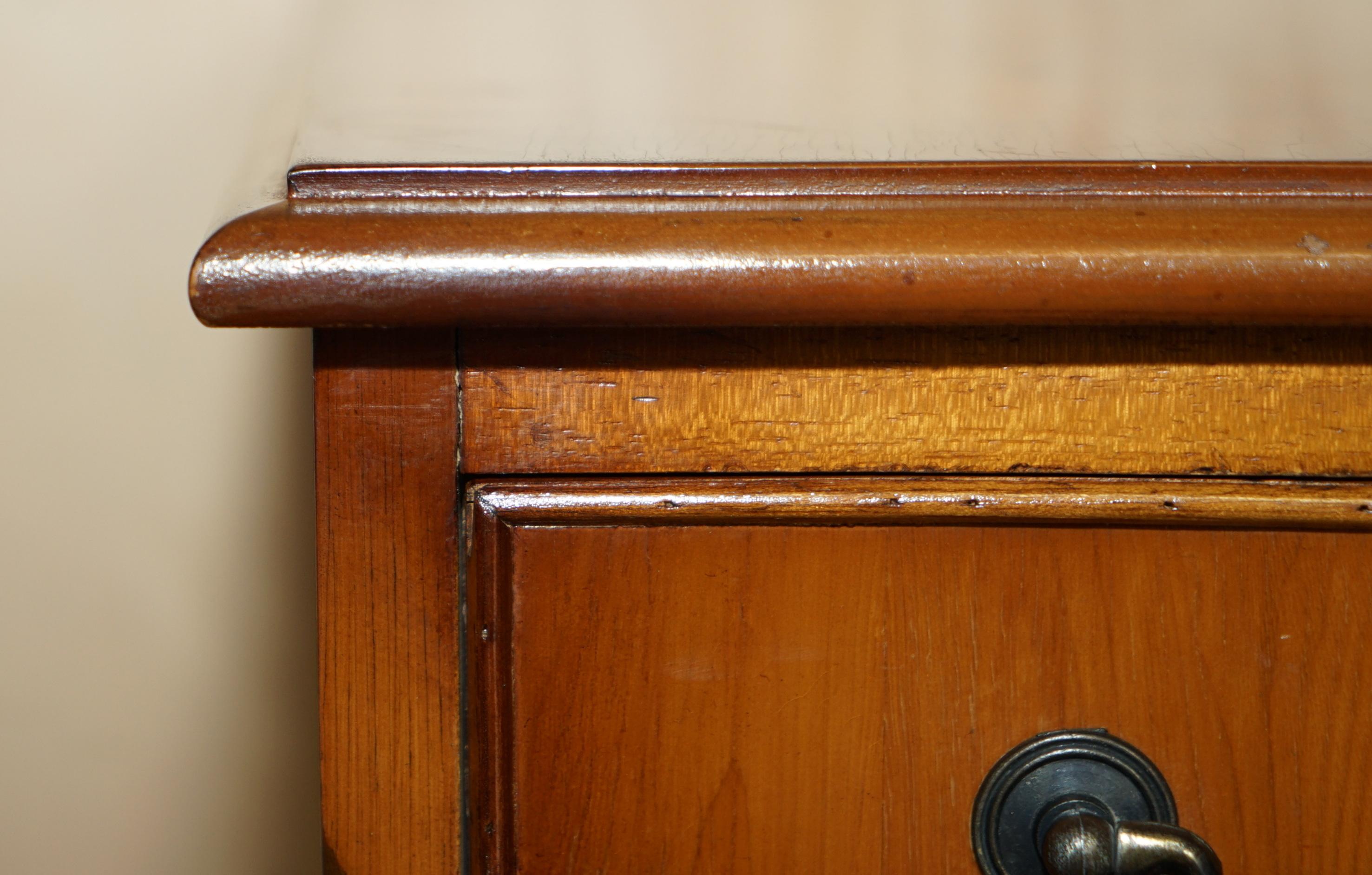 Lovely Vintage Pair of Burr & Burl Yew Wood Side Table Sized Chest of Drawers For Sale 1