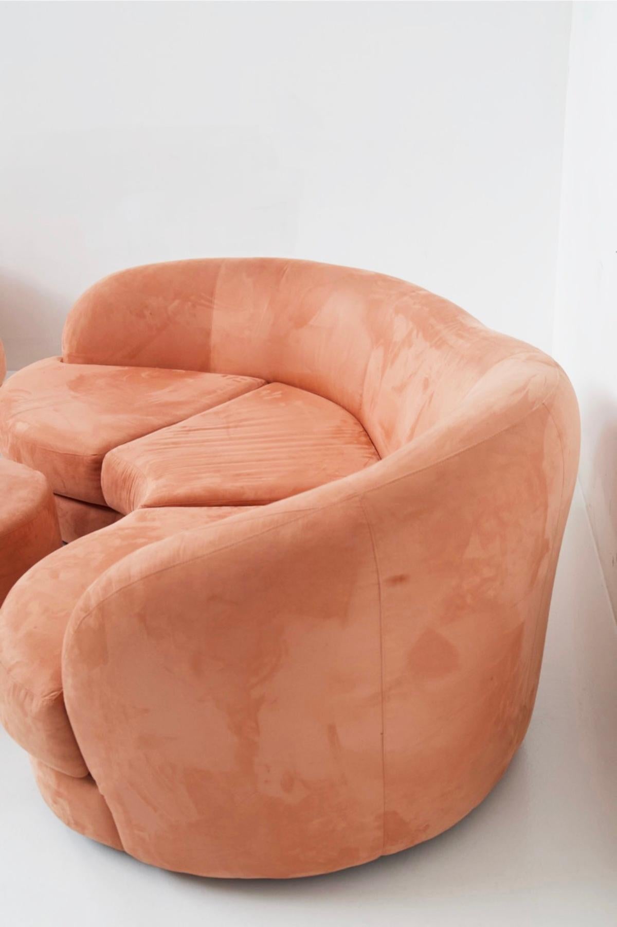 Lovely Vintage Pink Velvet Sofa Set 2