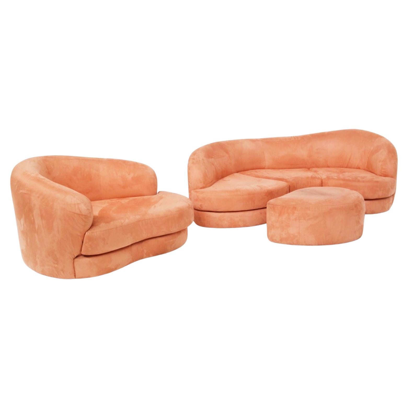 Hand Tailored Fringes 2Seat Sofa in Antique Pink Velvet For Sale at