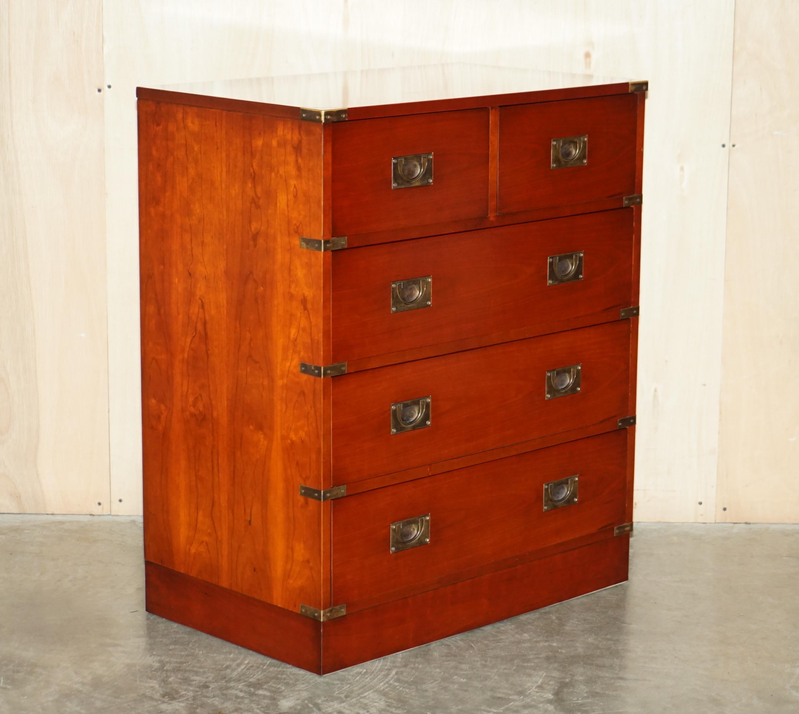 We are delighted to offer for sale this very nice vintage chest of Military Campaign drawers

A decorative and functional chest of drawers, made in the Campaign style in oak with brass finish handles 

We have cleaned waxed and polished it from