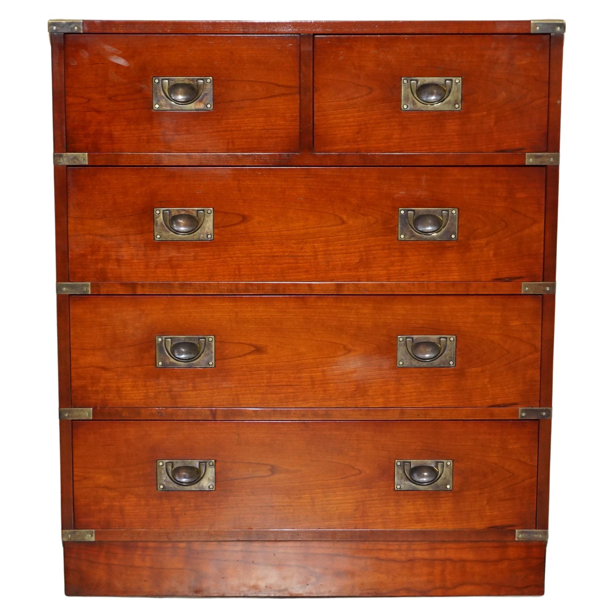 Lovely Vintage Rich Golden Brown Oak Military Campaign Chest of Drawers