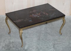 Lovely Vintage Signed Hand Painted Chinese Oriental Coffee Cocktail Side Table